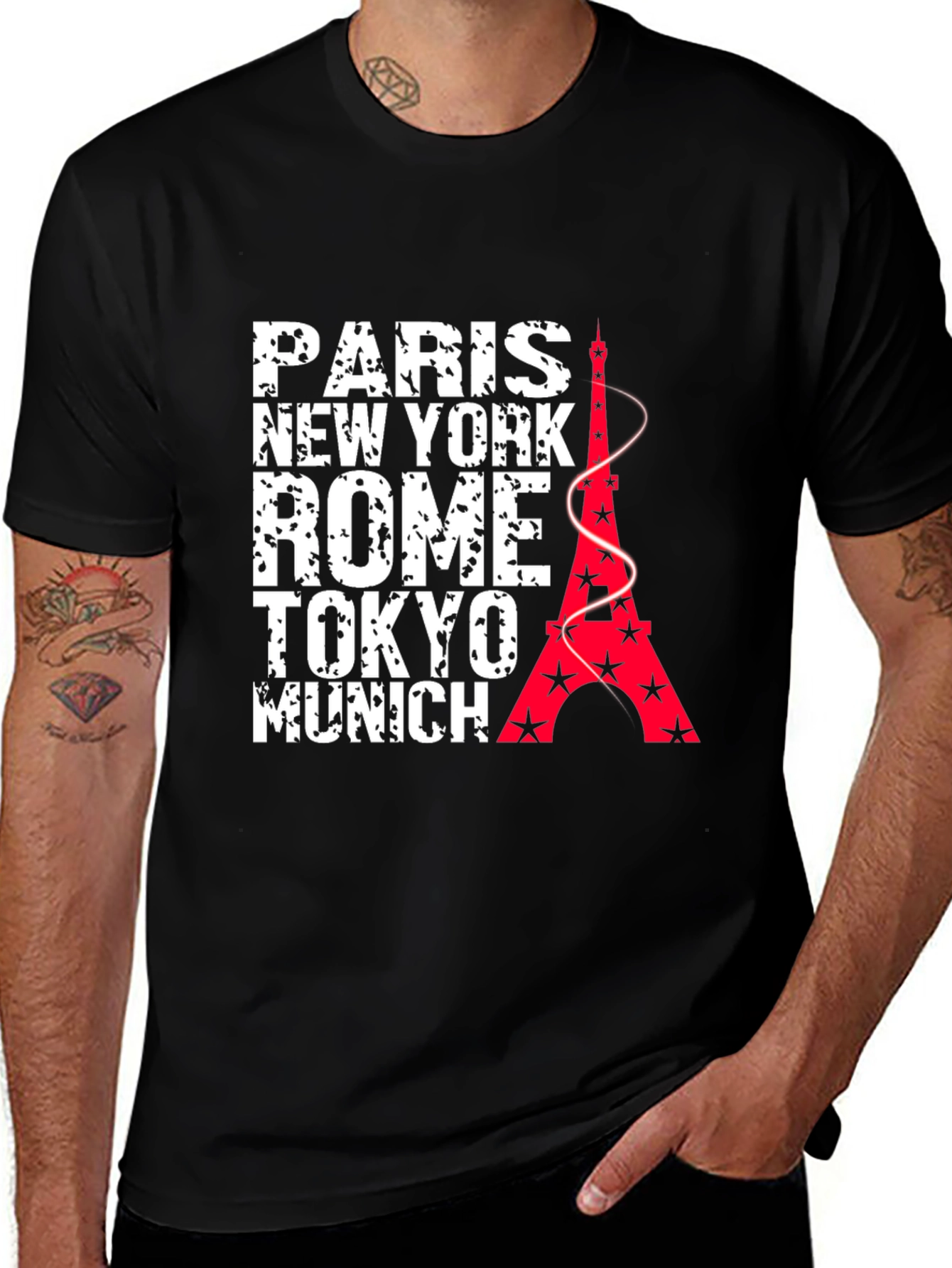 Paris New York Rome Tokyo Munich Graphic T-Shirt