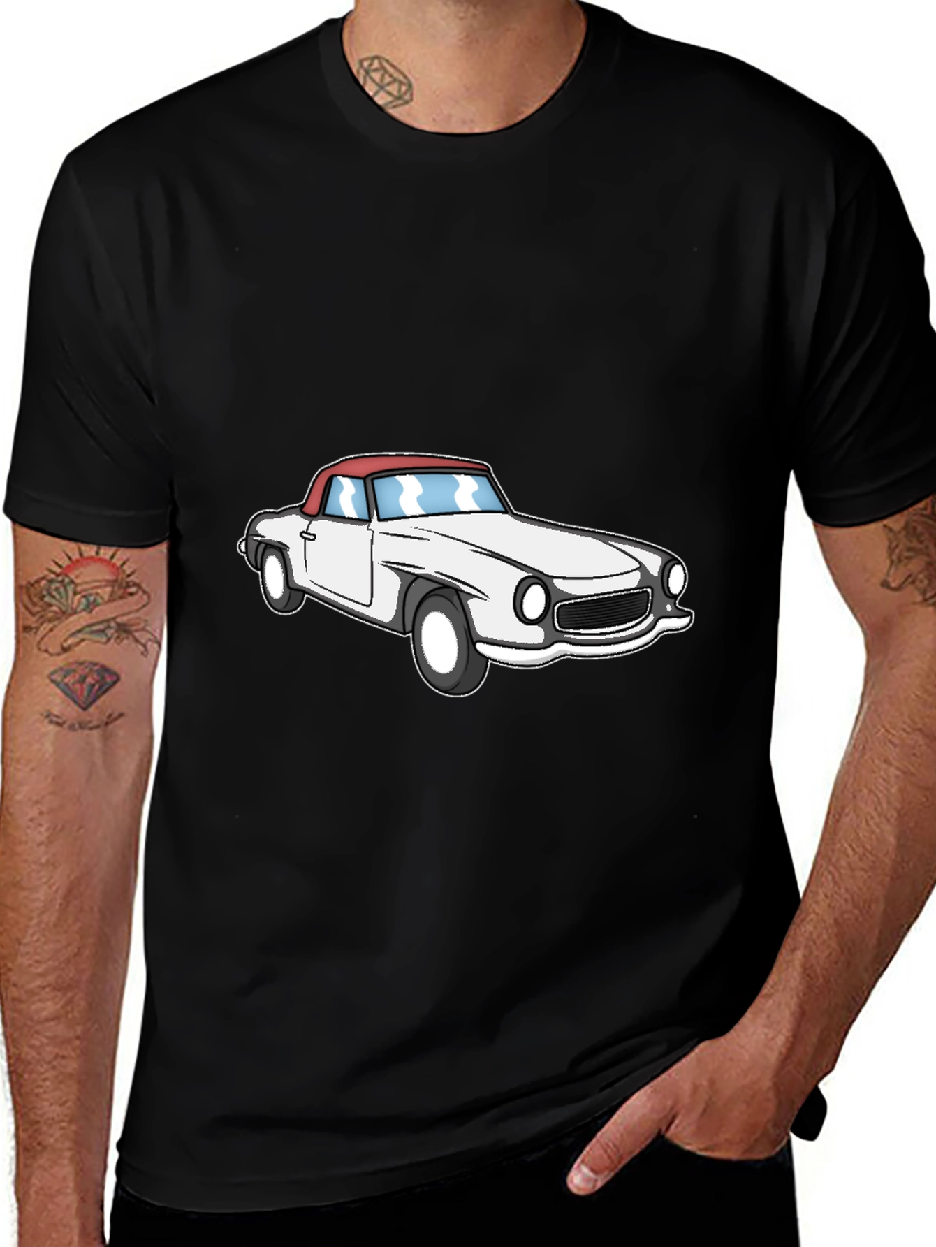 Classic Car Graphic Tee - Black Short Sleeve