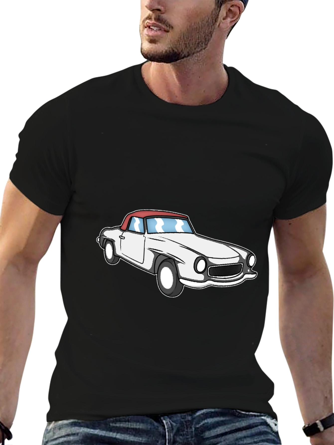 Classic Car Graphic Tee - Black Short Sleeve