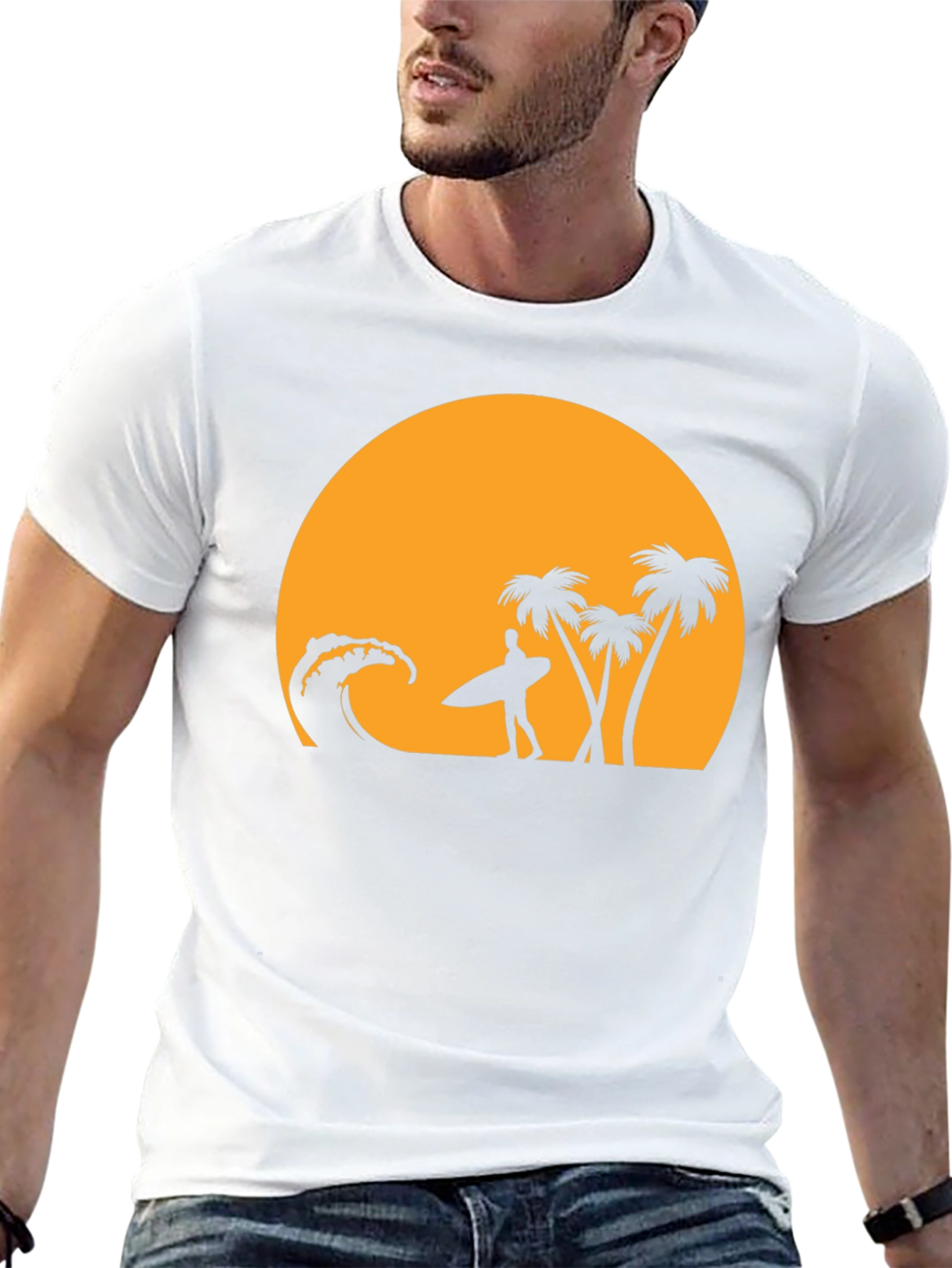 Sunset Beach Surfer Graphic T-Shirt