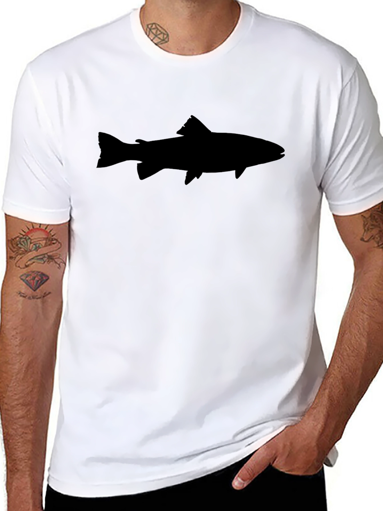 Mens Black Fish Silhouette Graphic Tee