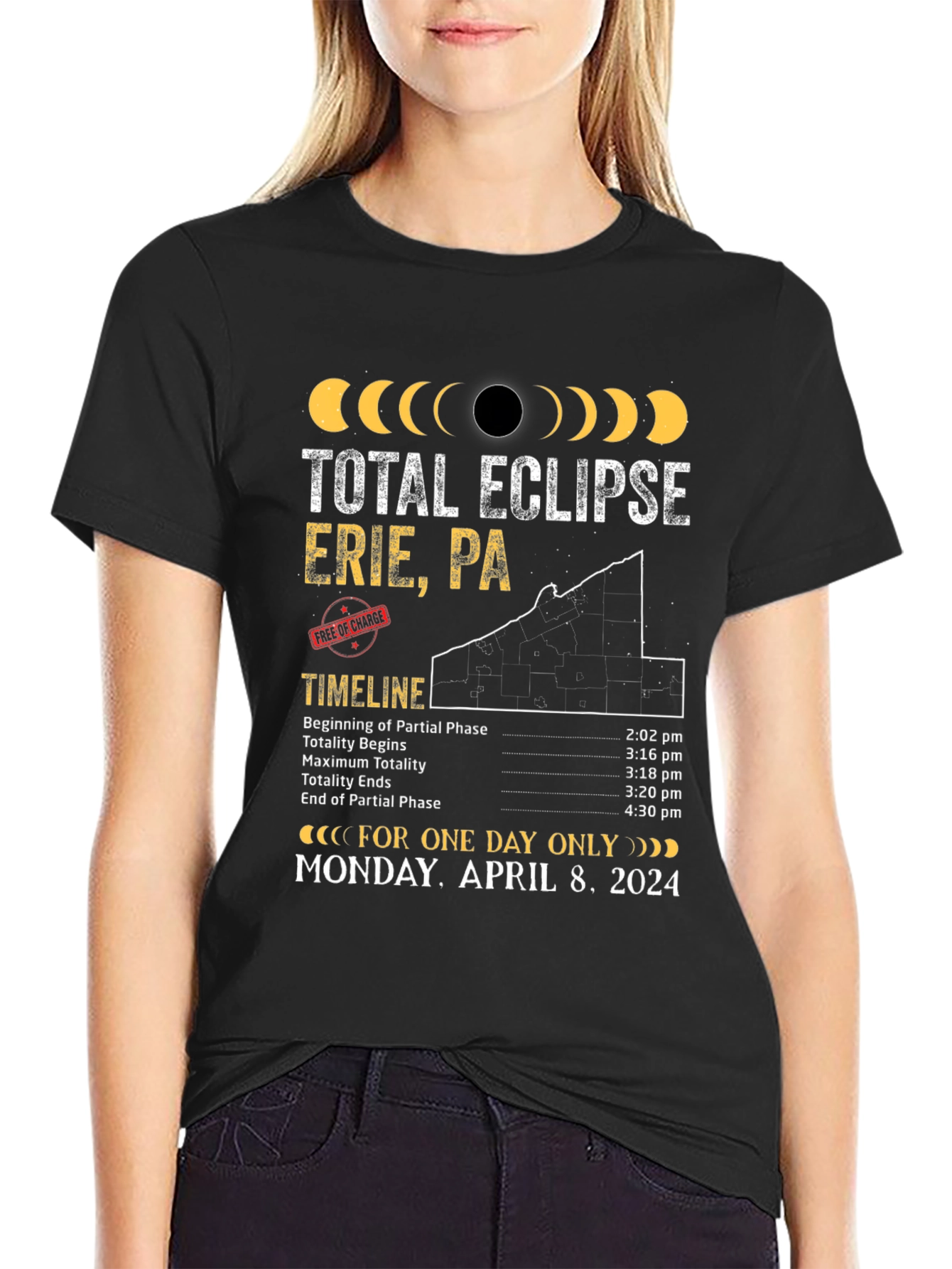 Total Eclipse Erie PA April 8 2024 T-Shirt