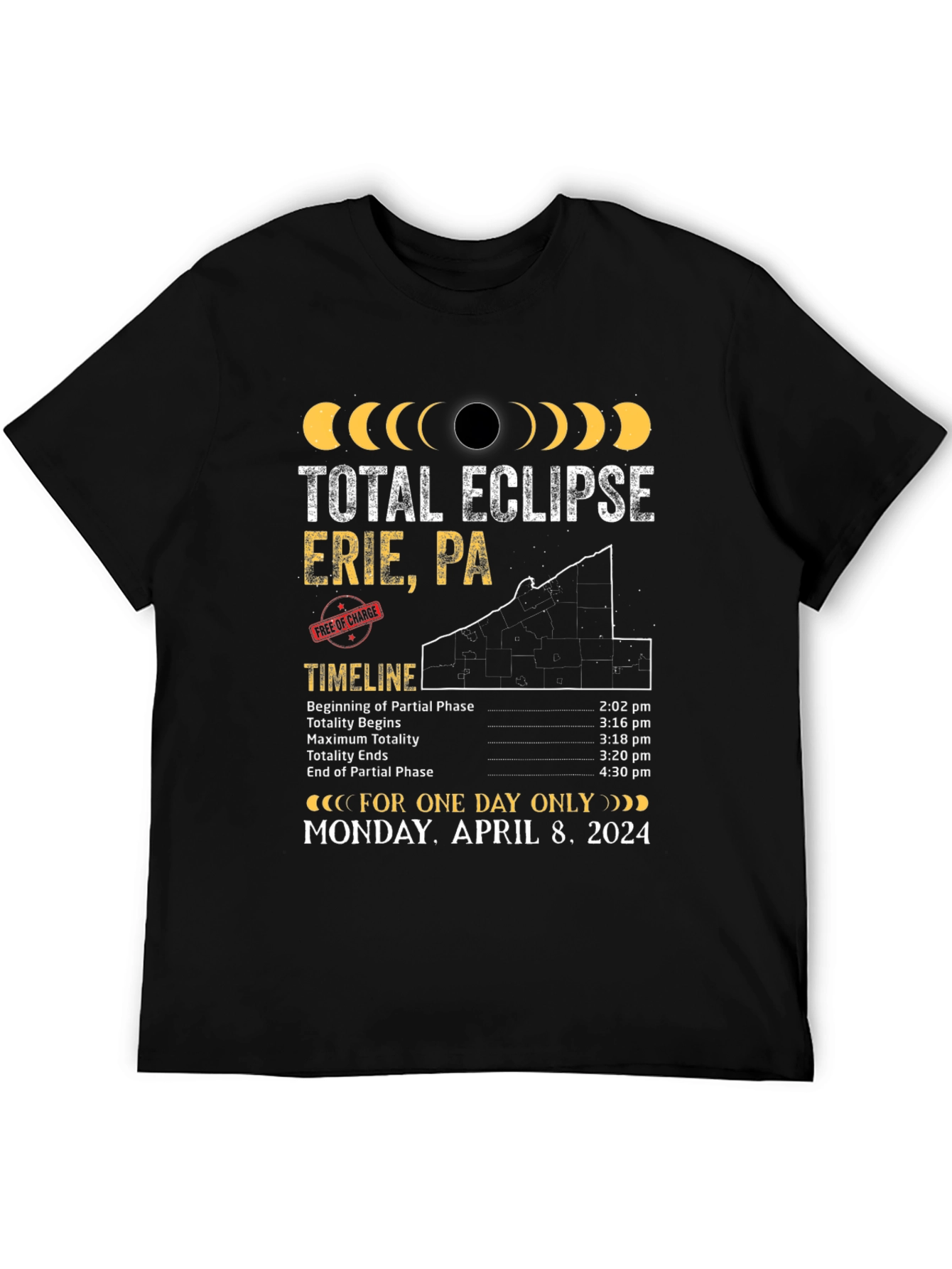 Total Eclipse Erie PA April 8 2024 T-Shirt