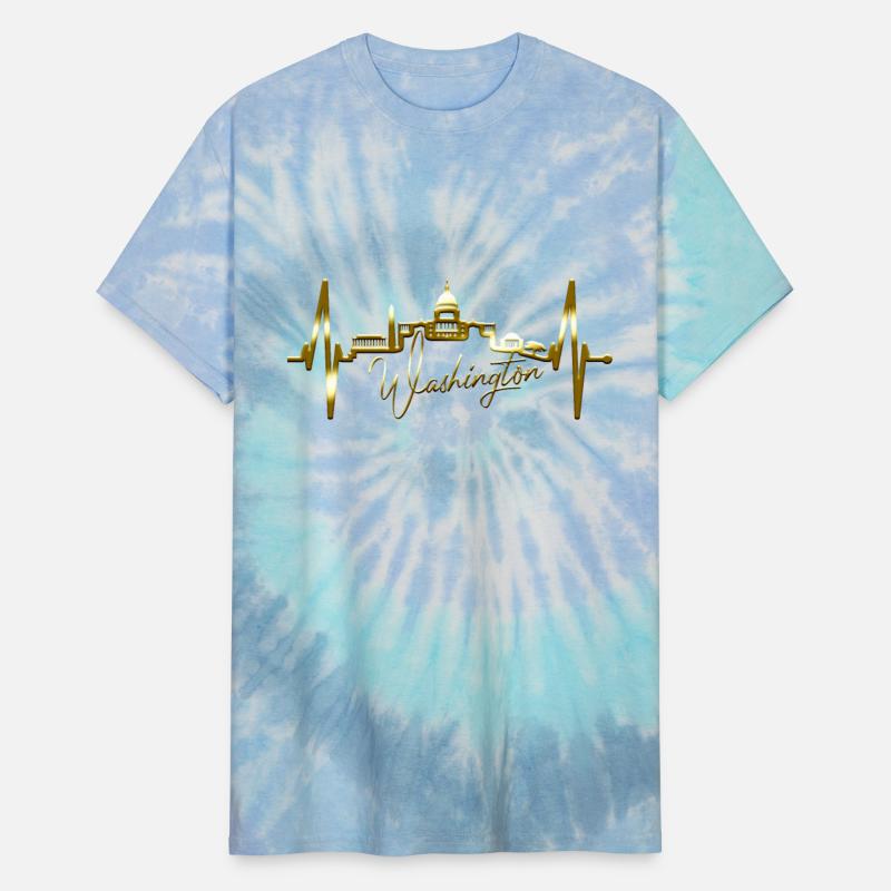 Washington Skyline Heartbeat US Flag Heart Love DC