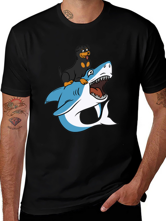 Dog Riding Shark T-Shirt - Funny Graphic Tee