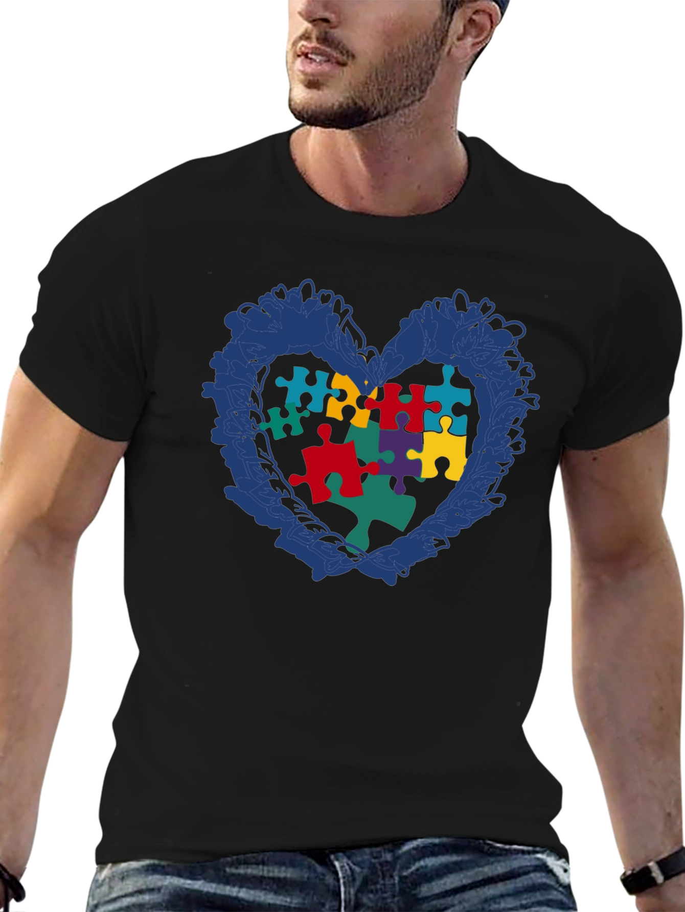 Autism Awareness Puzzle Heart Graphic T-Shirt