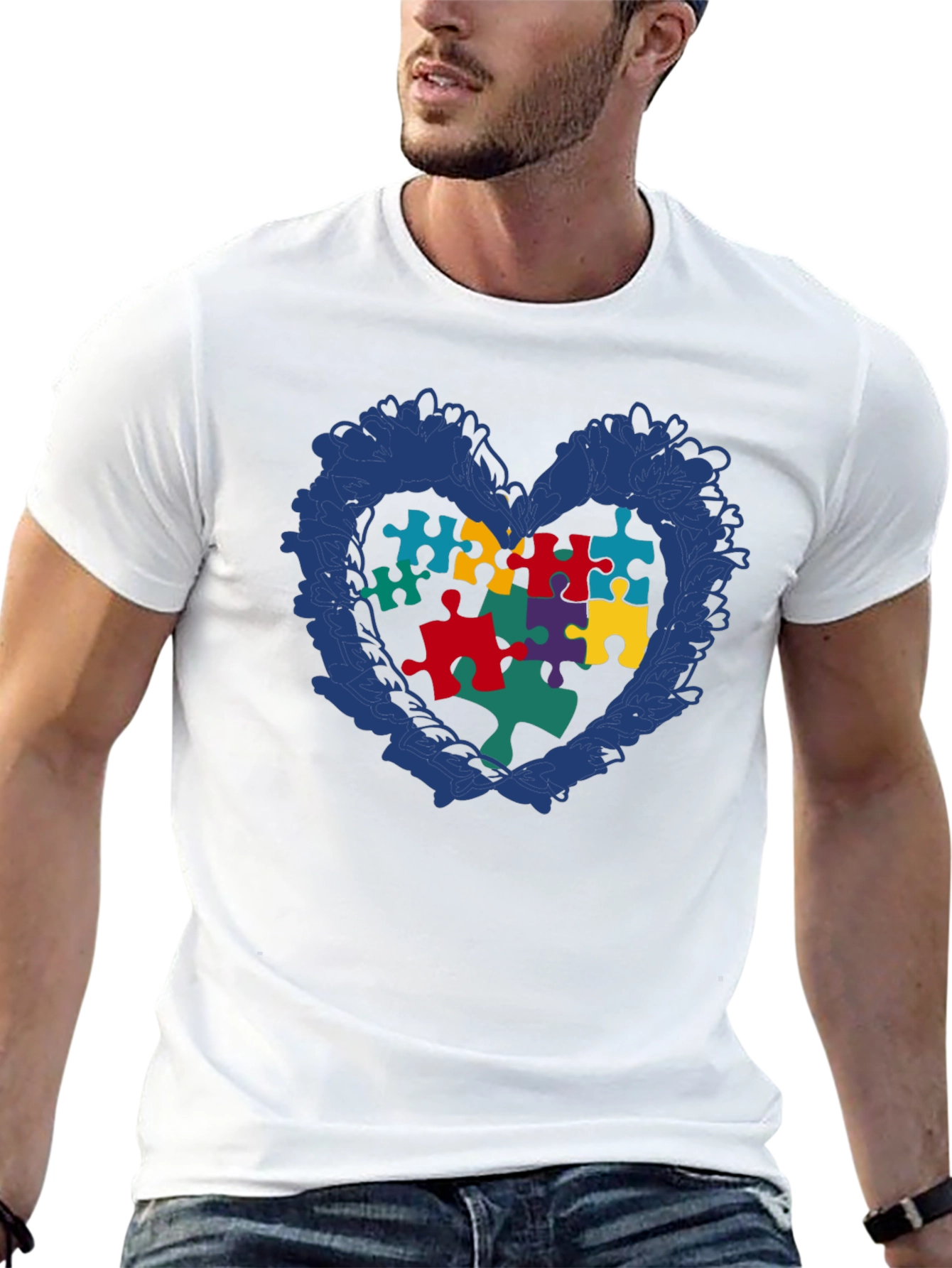 Autism Awareness Puzzle Heart Graphic T-Shirt