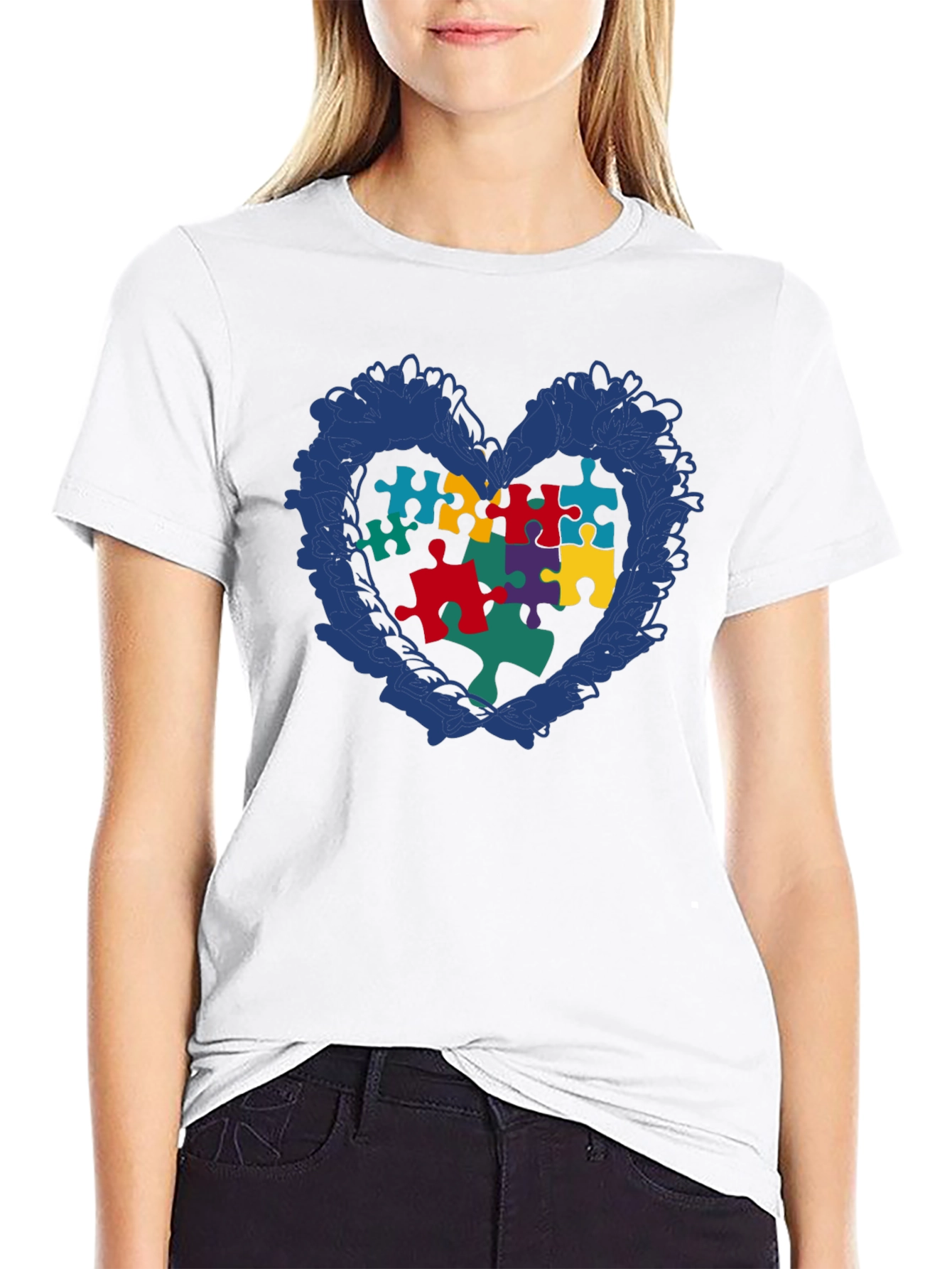 Autism Awareness Puzzle Heart Graphic T-Shirt