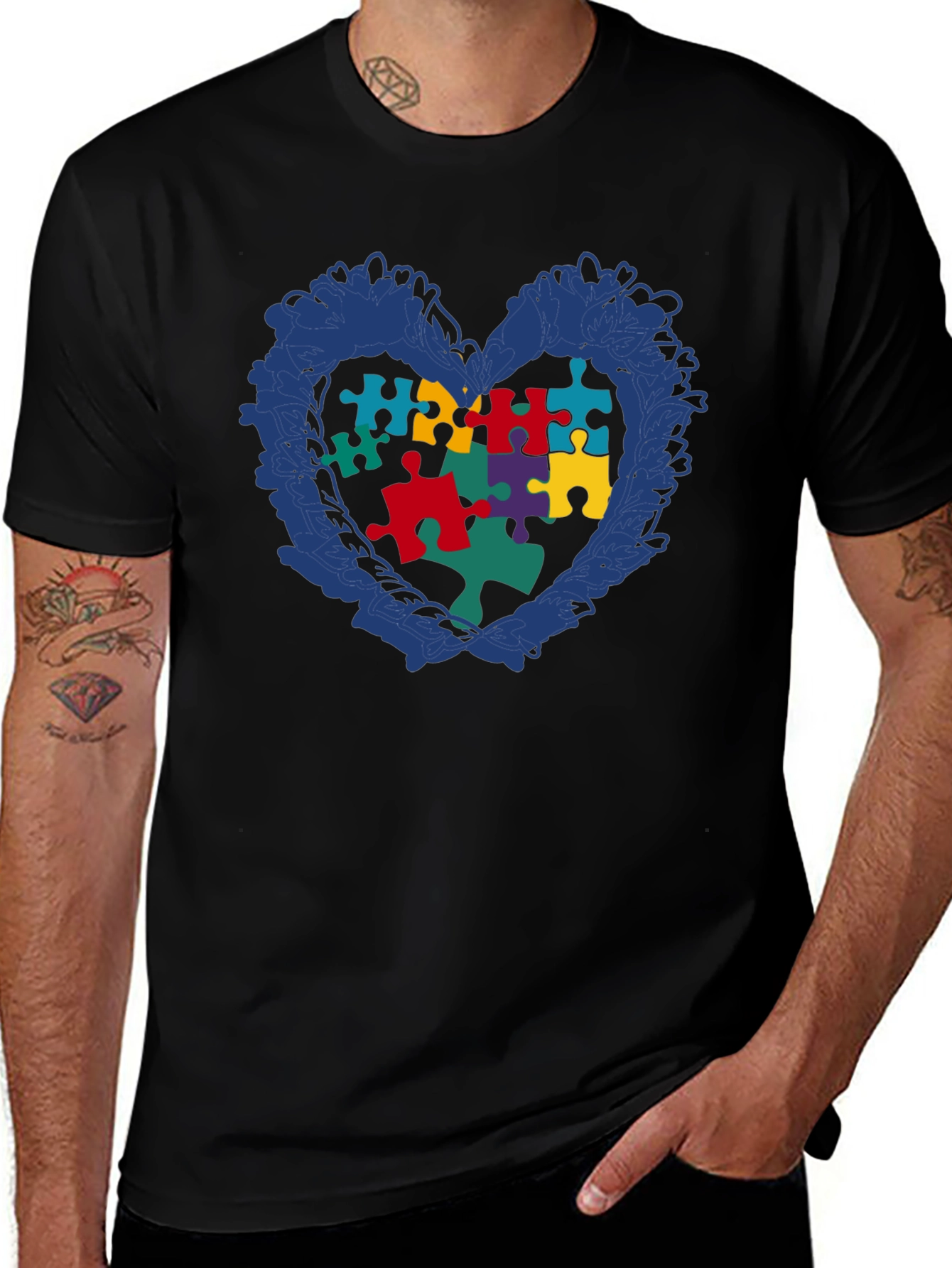 Autism Awareness Puzzle Heart Graphic T-Shirt