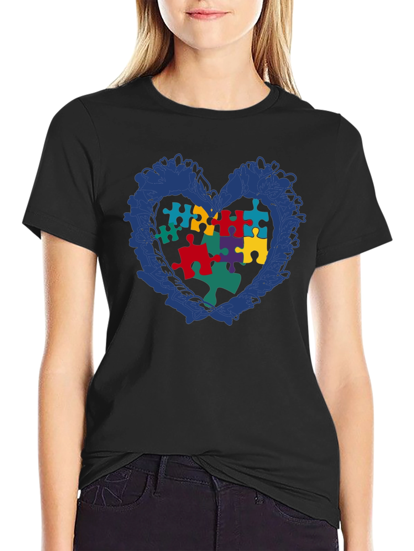 Autism Awareness Puzzle Heart Graphic T-Shirt