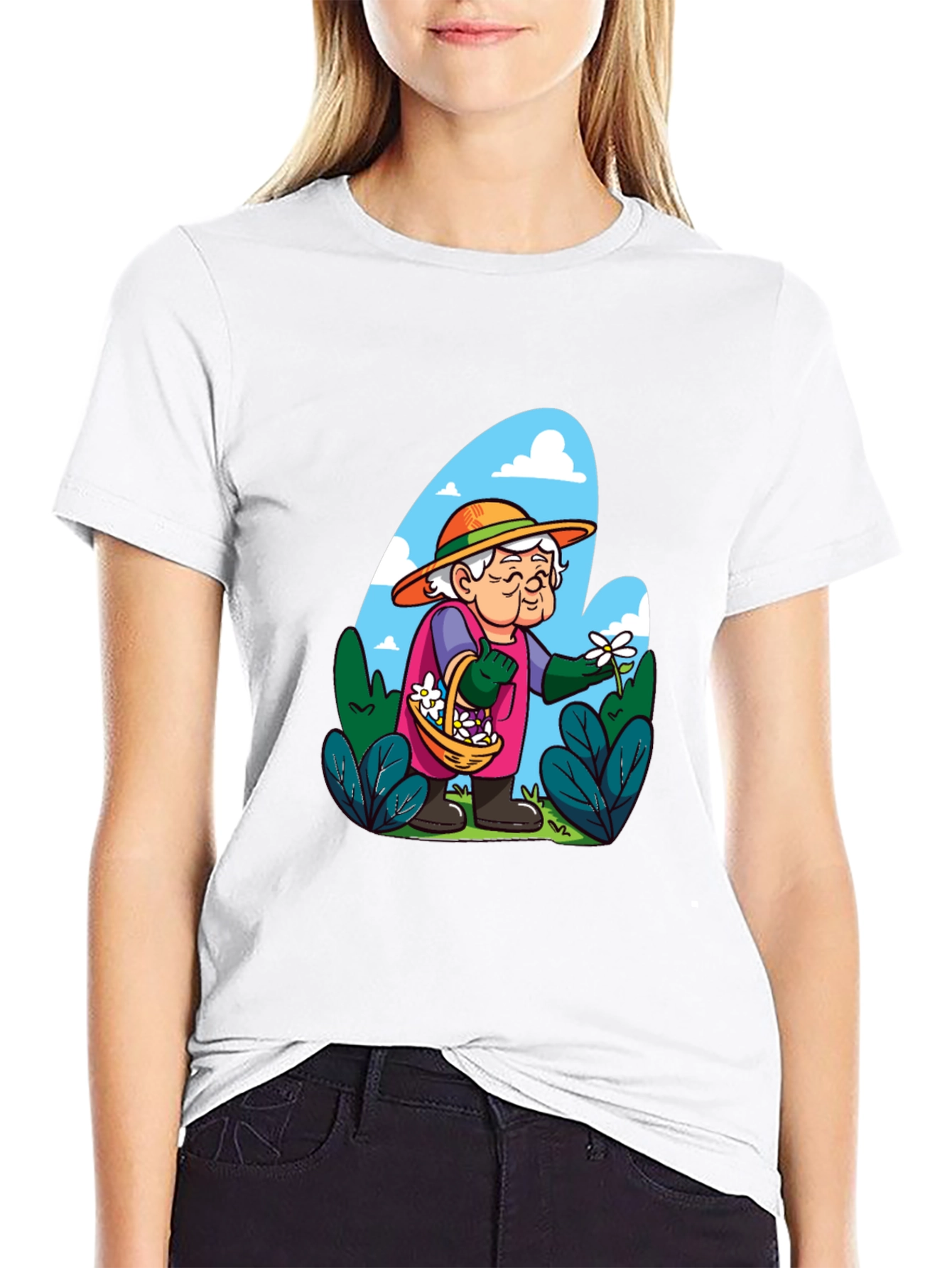 Grandma Gardener T-Shirt - Floral Design