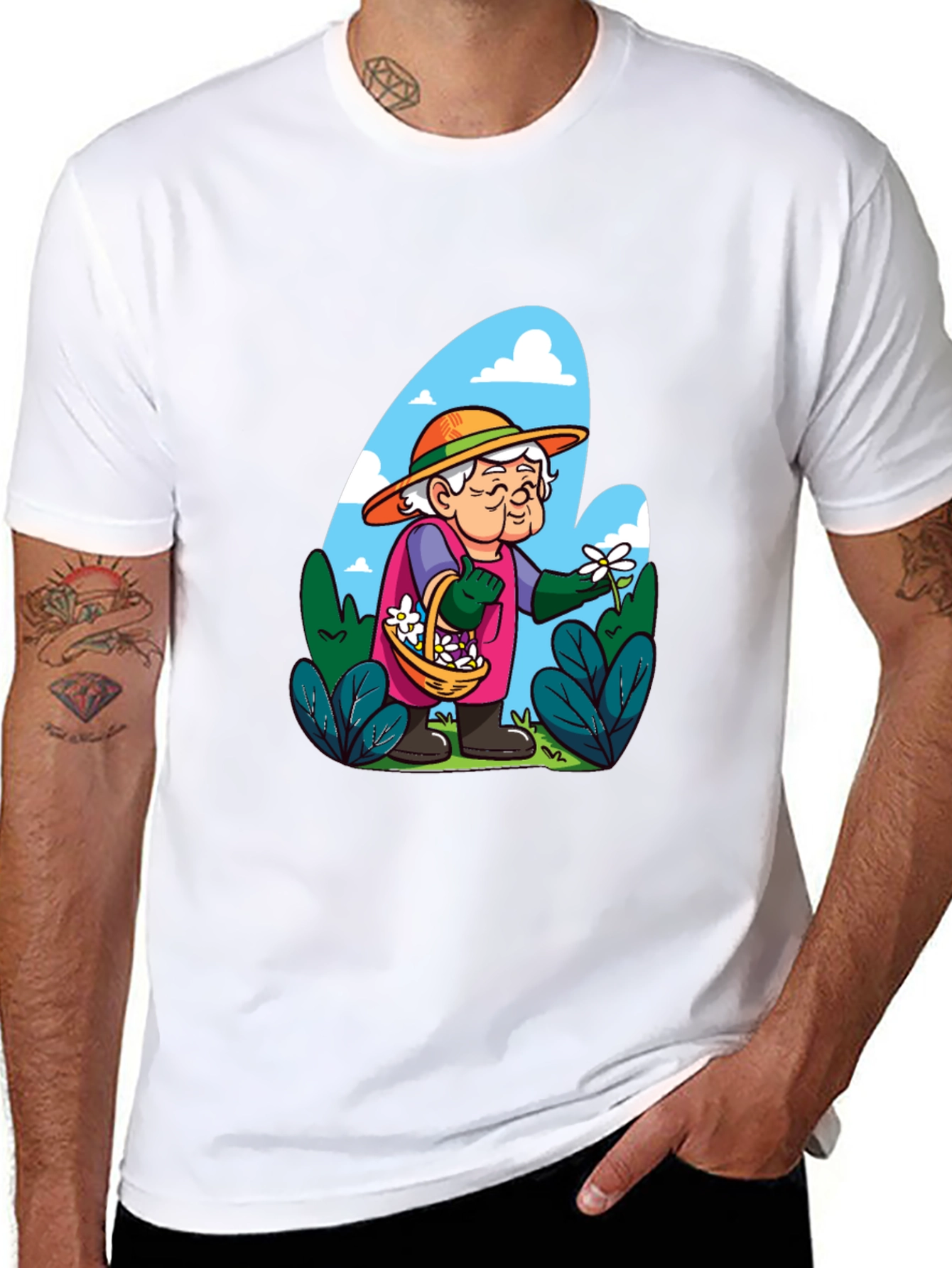 Grandma Gardener T-Shirt - Floral Design