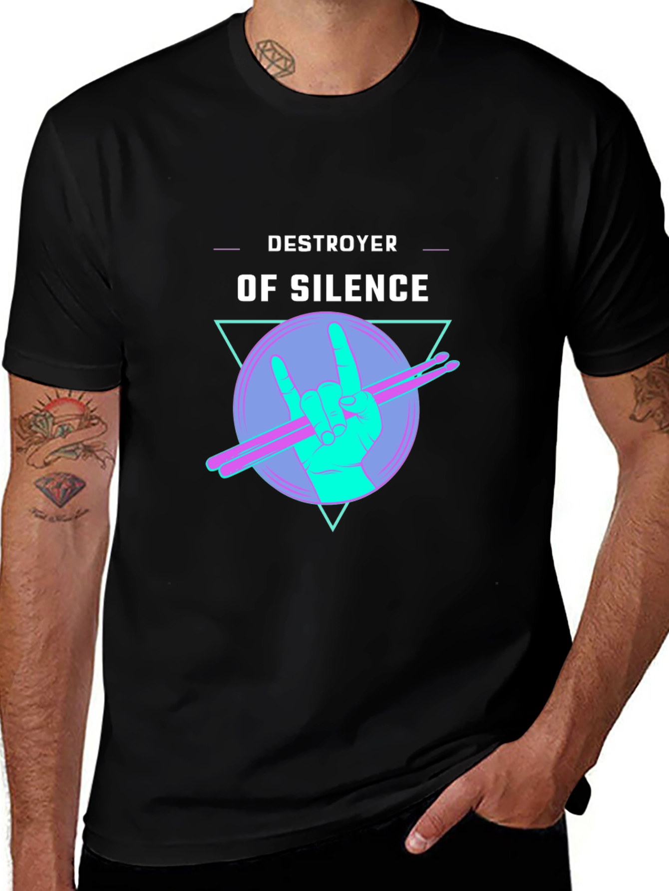 Destroyer of Silence Graphic Tee - Rock Hand Drummer