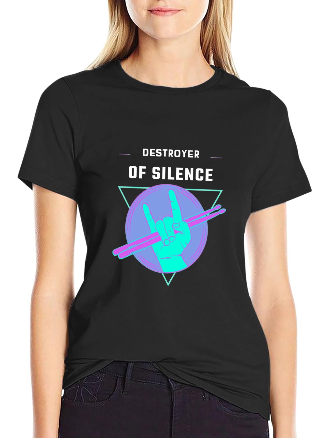 Destroyer of Silence Graphic Tee - Rock Hand Drummer