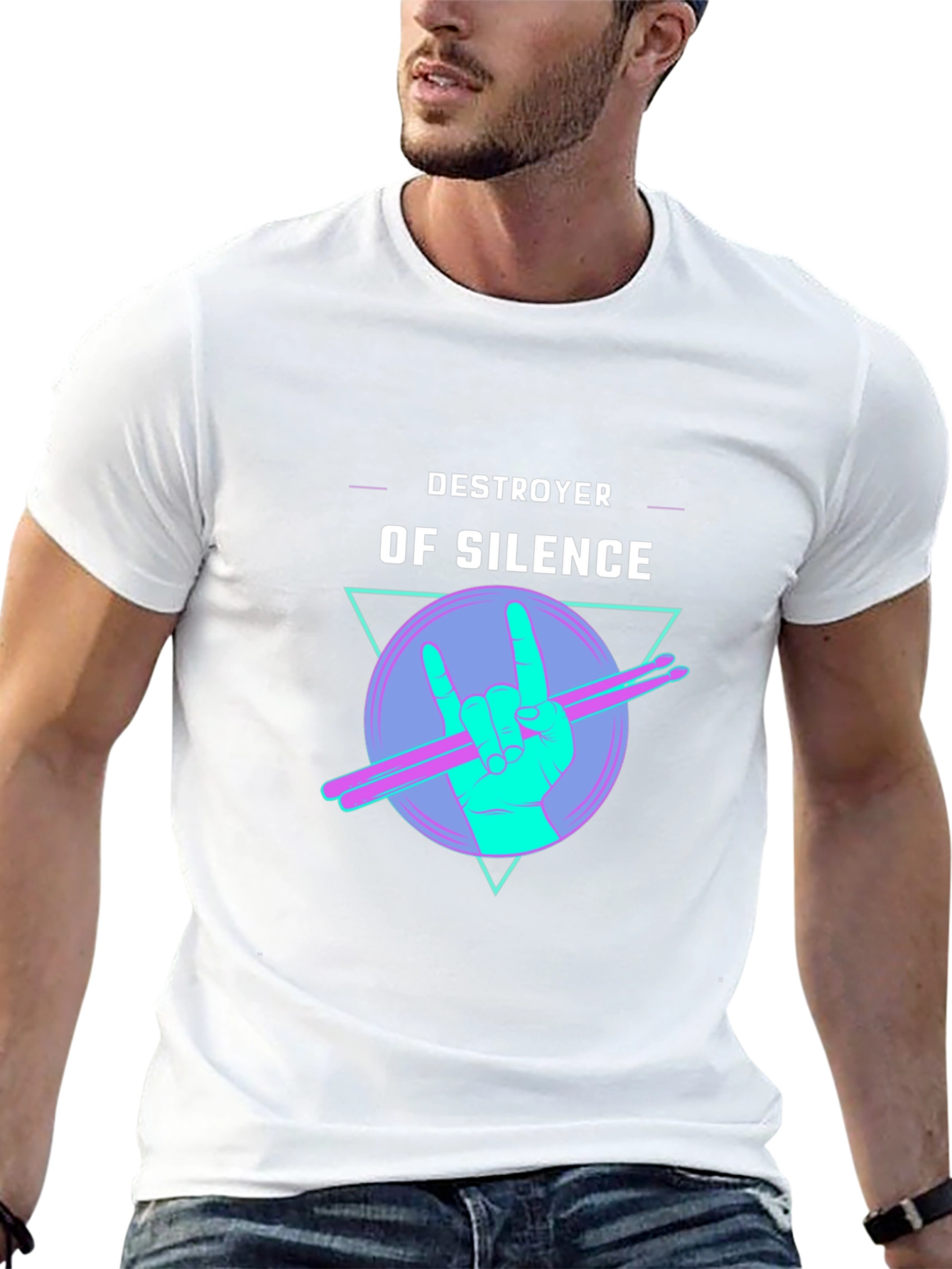 Destroyer of Silence Graphic Tee - Rock Hand Drummer