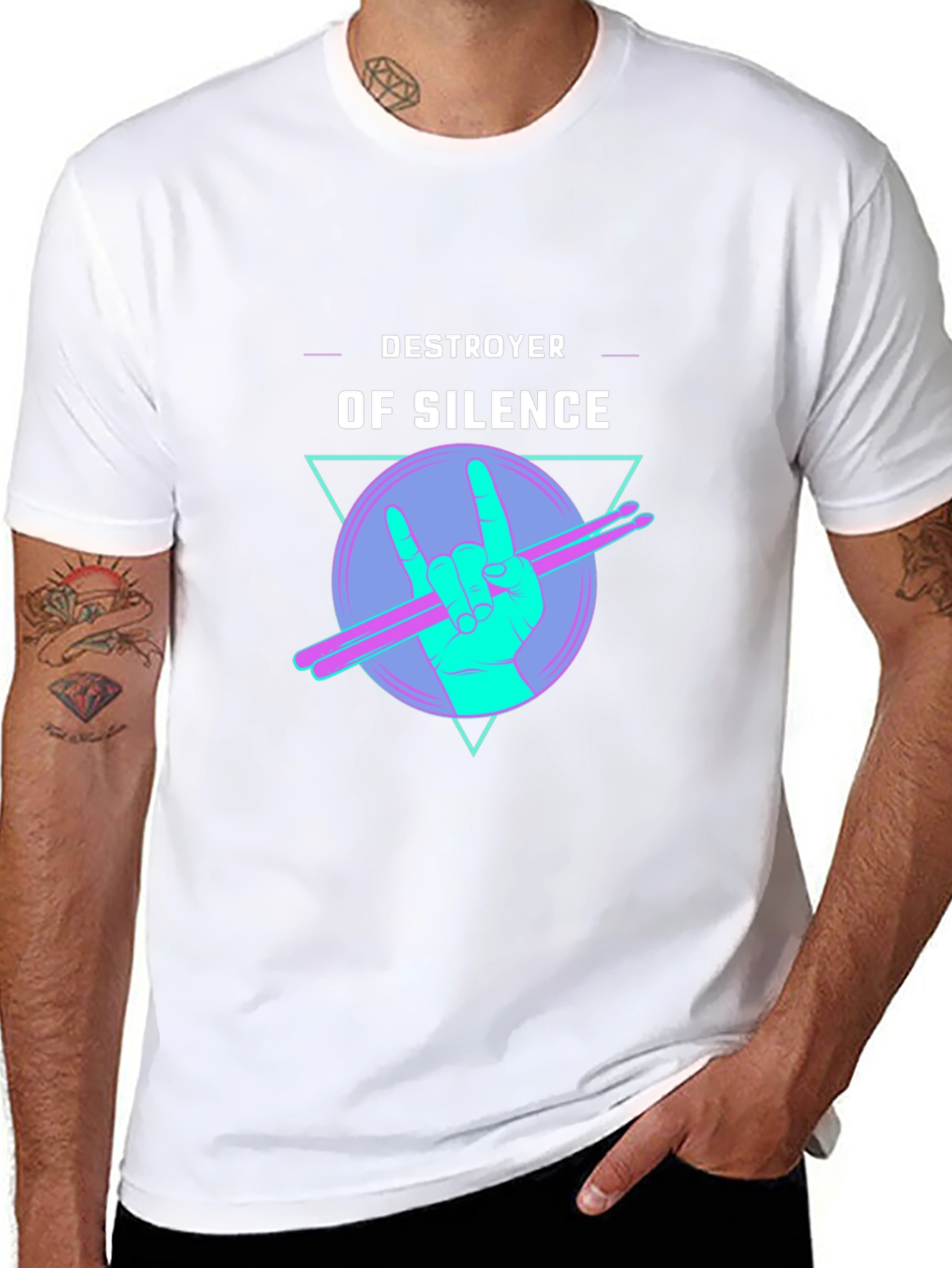 Destroyer of Silence Graphic Tee - Rock Hand Drummer