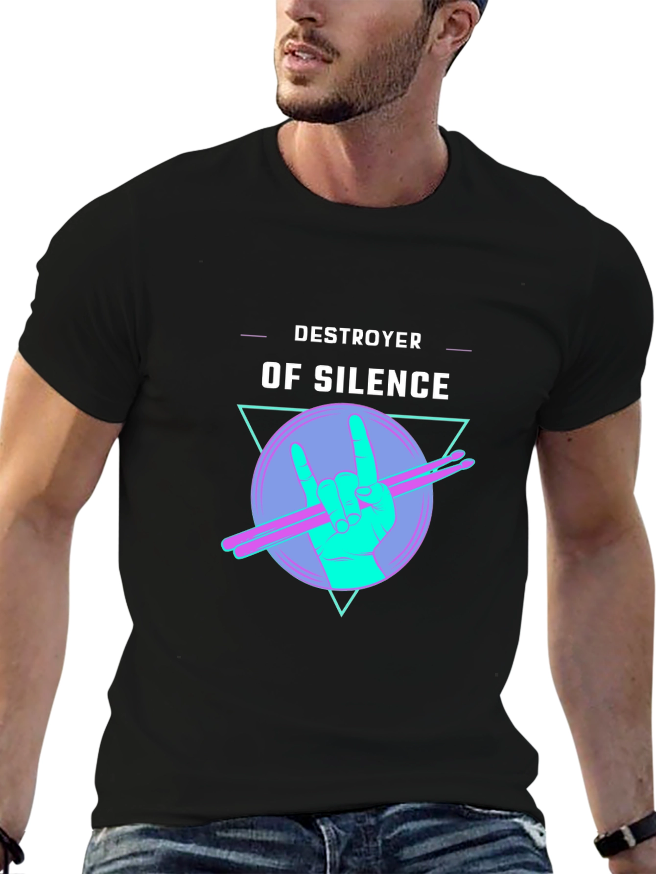 Destroyer of Silence Graphic Tee - Rock Hand Drummer