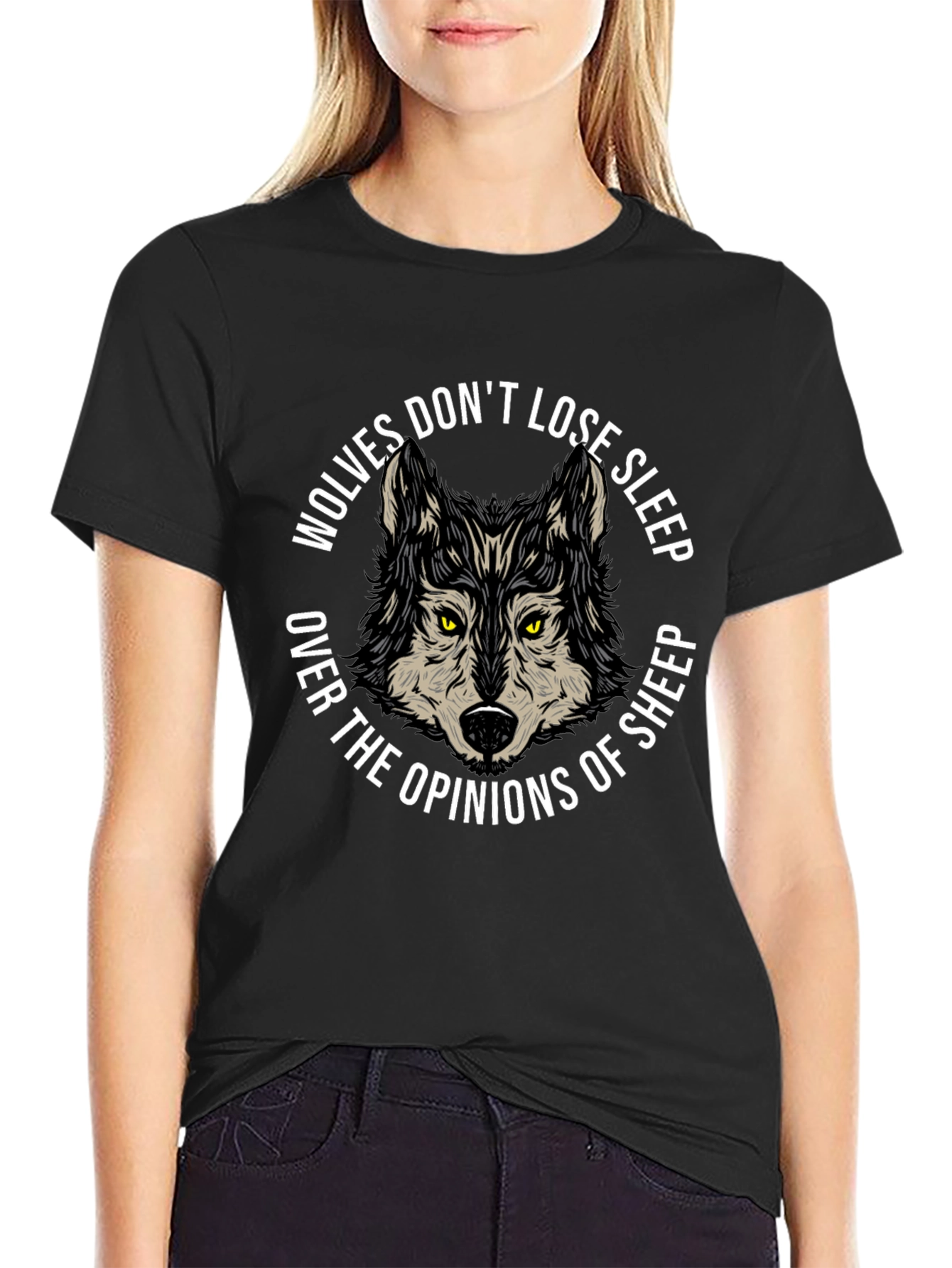 Wolves Dont Lose Sleep Black Graphic T-Shirt