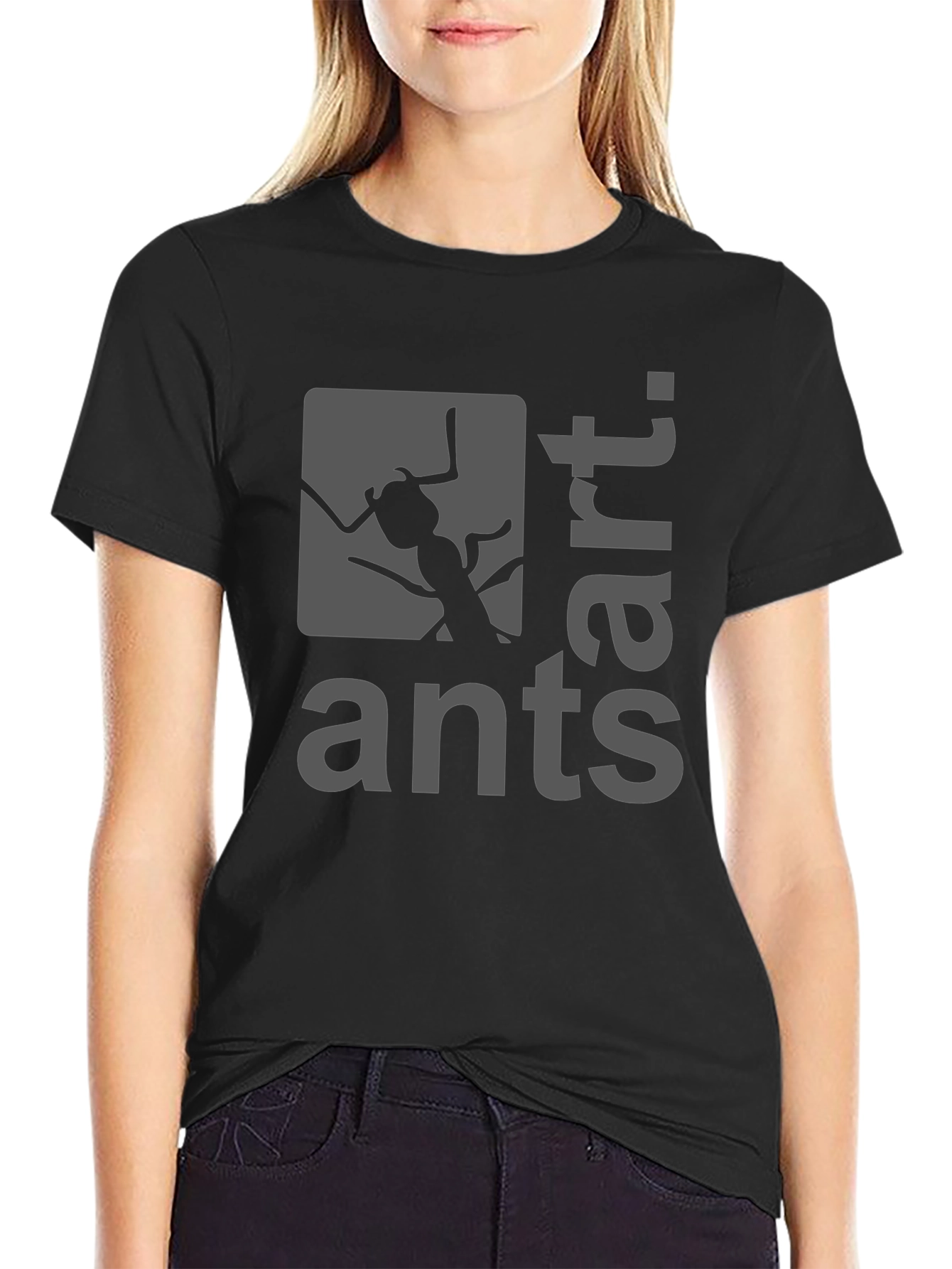 Ants Art Graphic T-Shirt - Black Cotton Blend