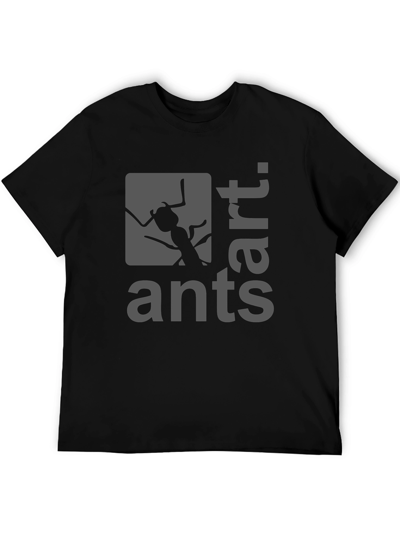 Ants Art Graphic T-Shirt - Black Cotton Blend