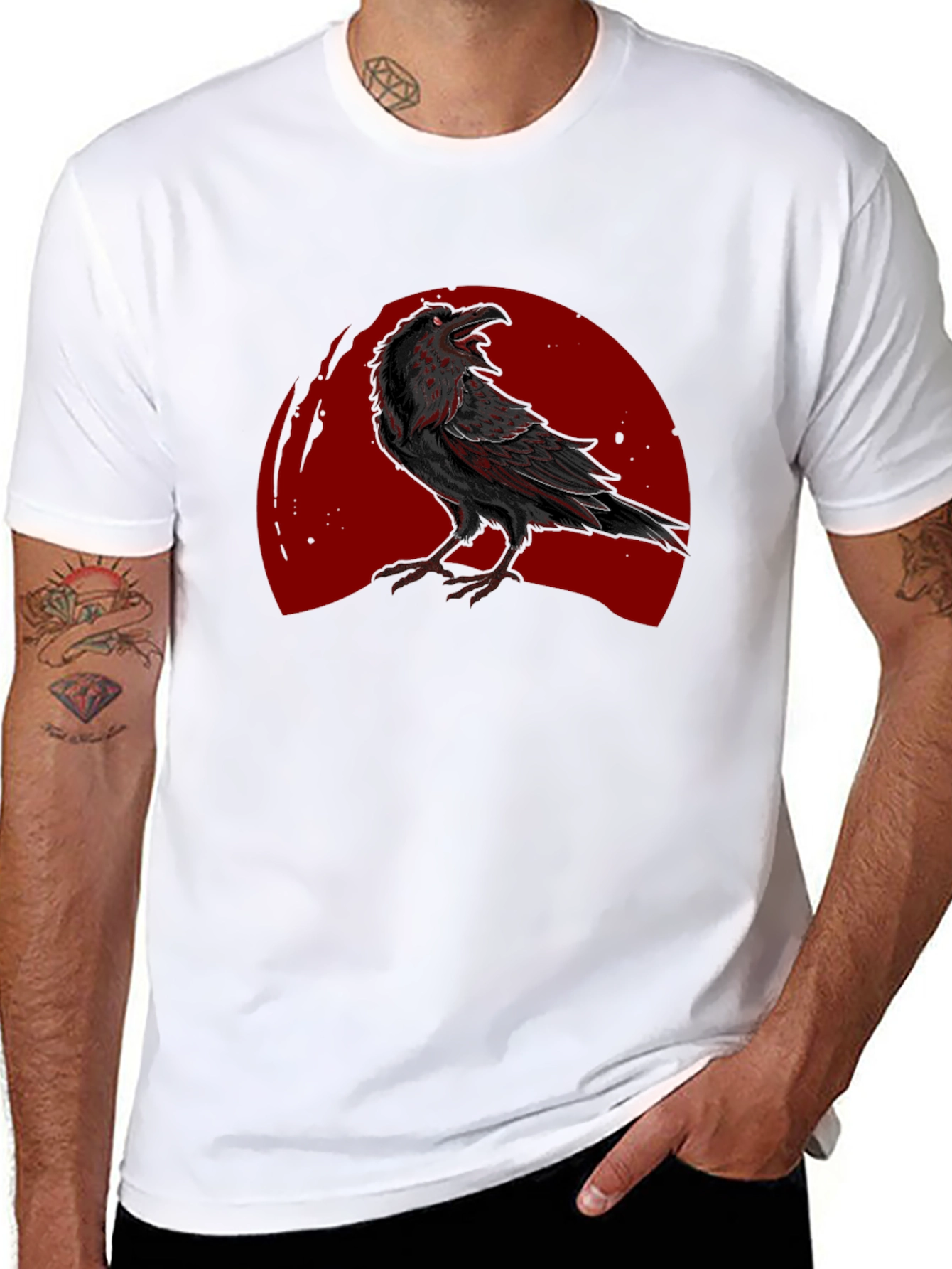 Raven Moon Graphic T-Shirt - Black