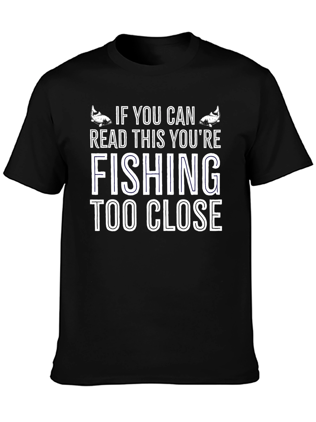 Fishing Too Close Graphic Tee - Black