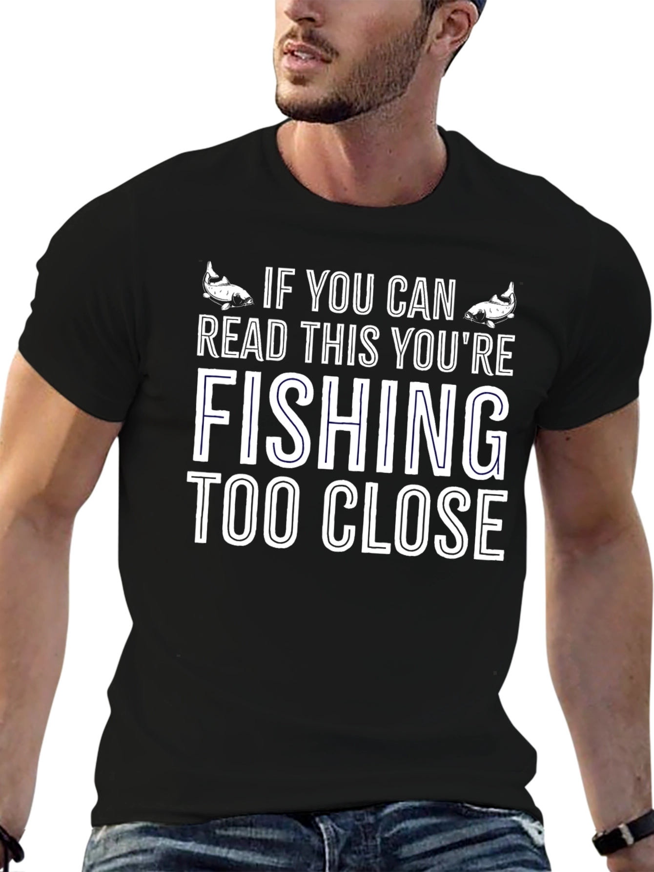 Fishing Too Close Graphic Tee - Black