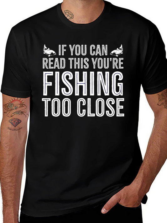 Fishing Too Close Graphic Tee - Black