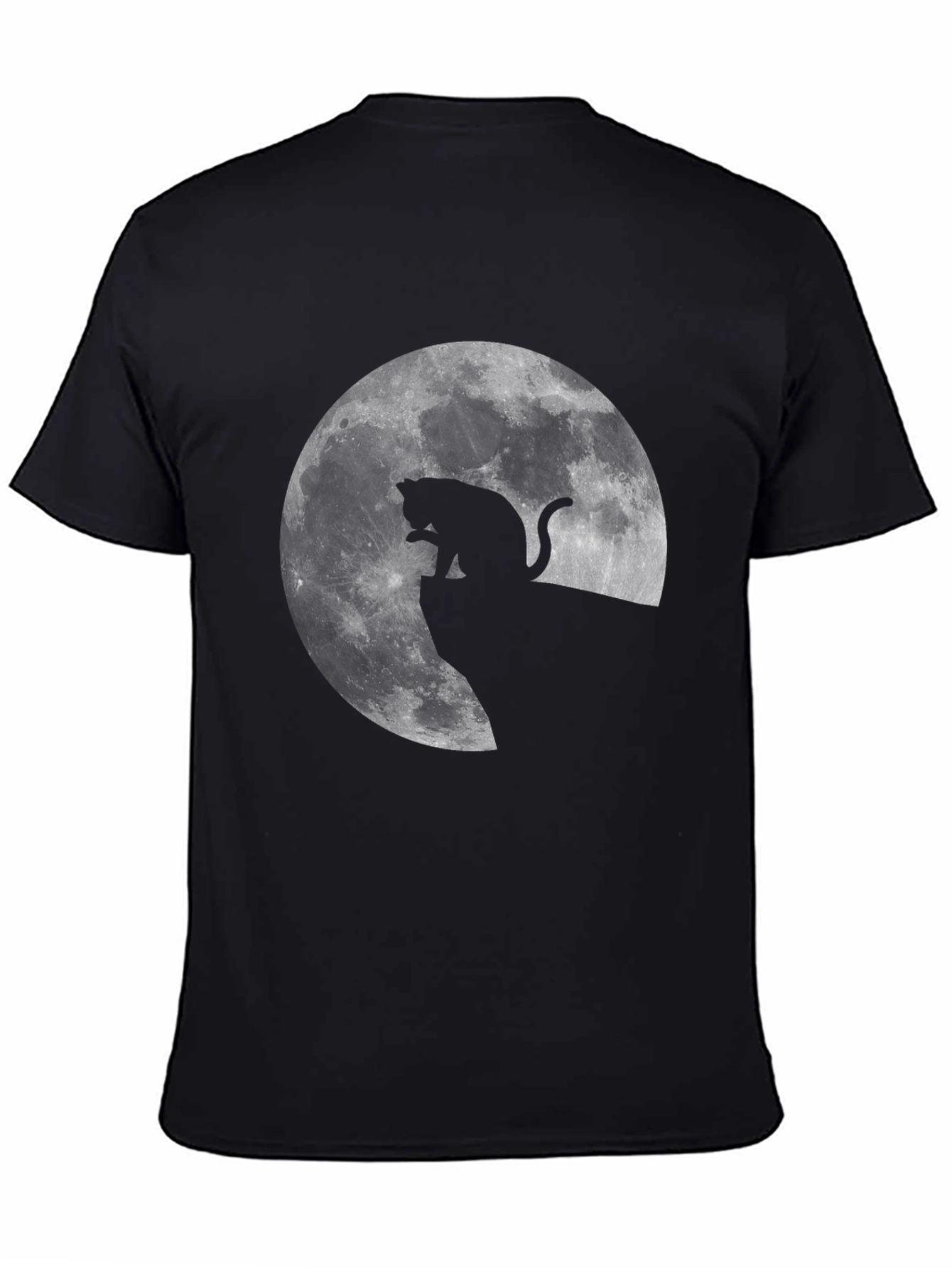 Cat on the Moon Graphic Tee - Black