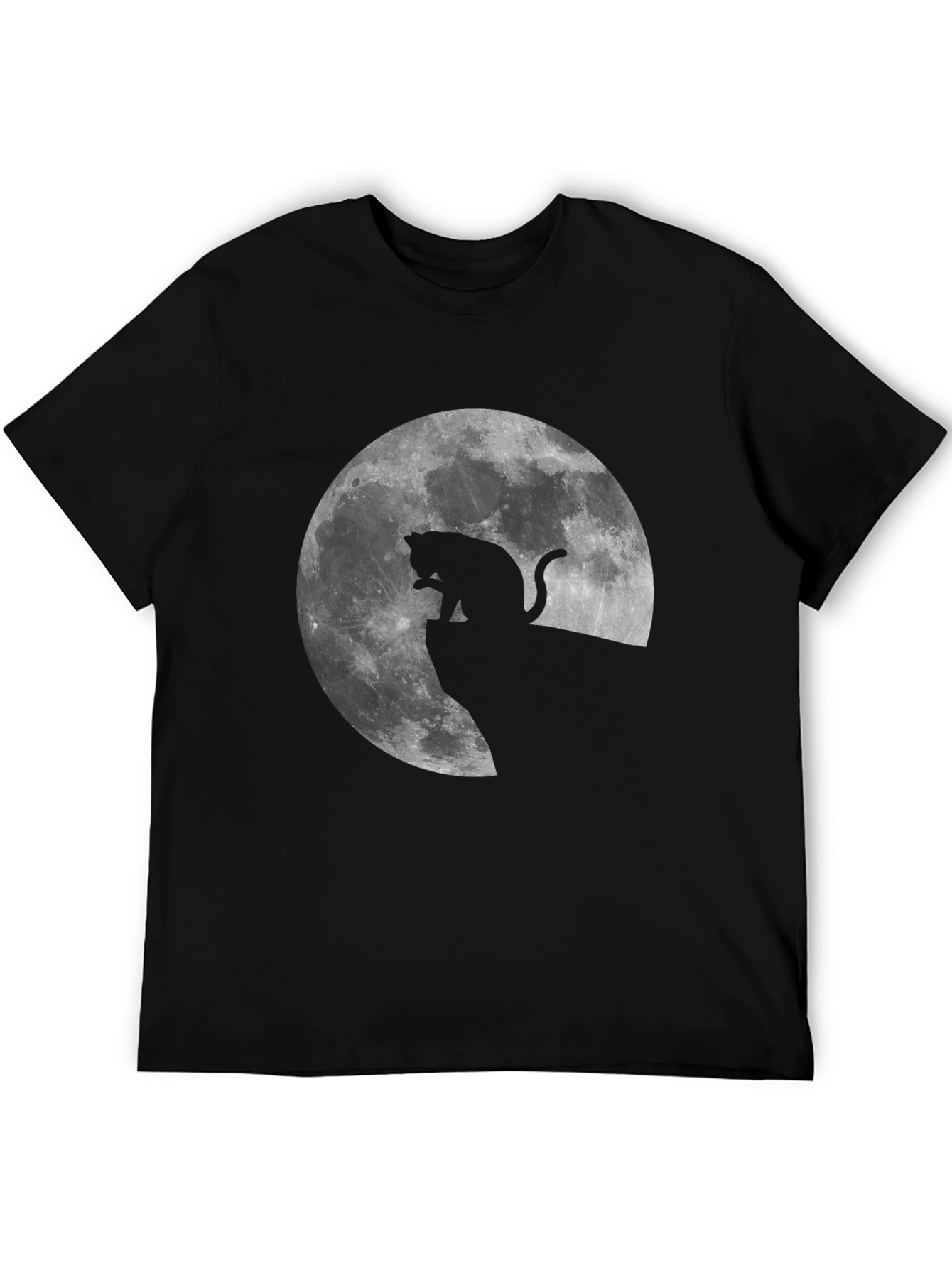 Cat on the Moon Graphic Tee - Black