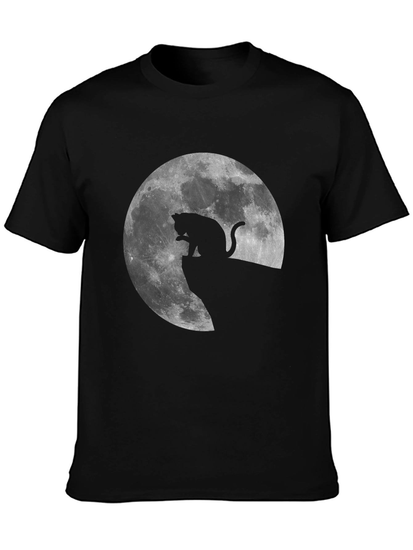 Cat on the Moon Graphic Tee - Black