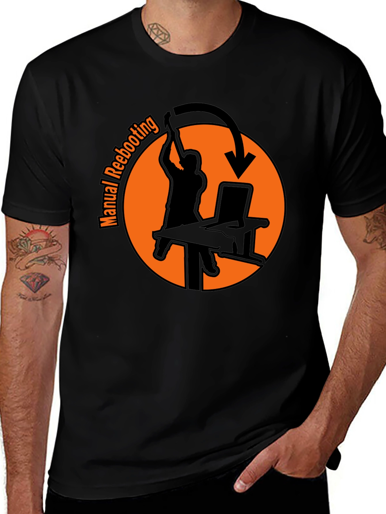 Manual Rebooting T-Shirt - Funny Tech Humor