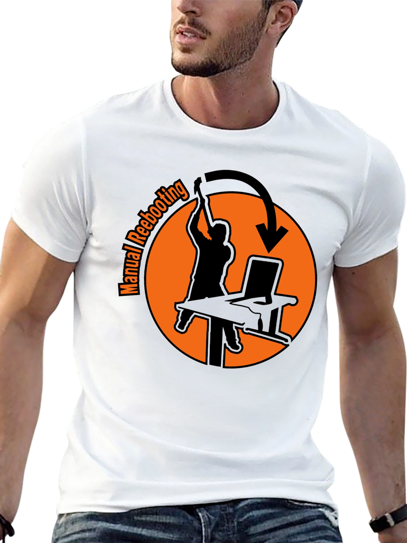 Manual Rebooting T-Shirt - Funny Tech Humor