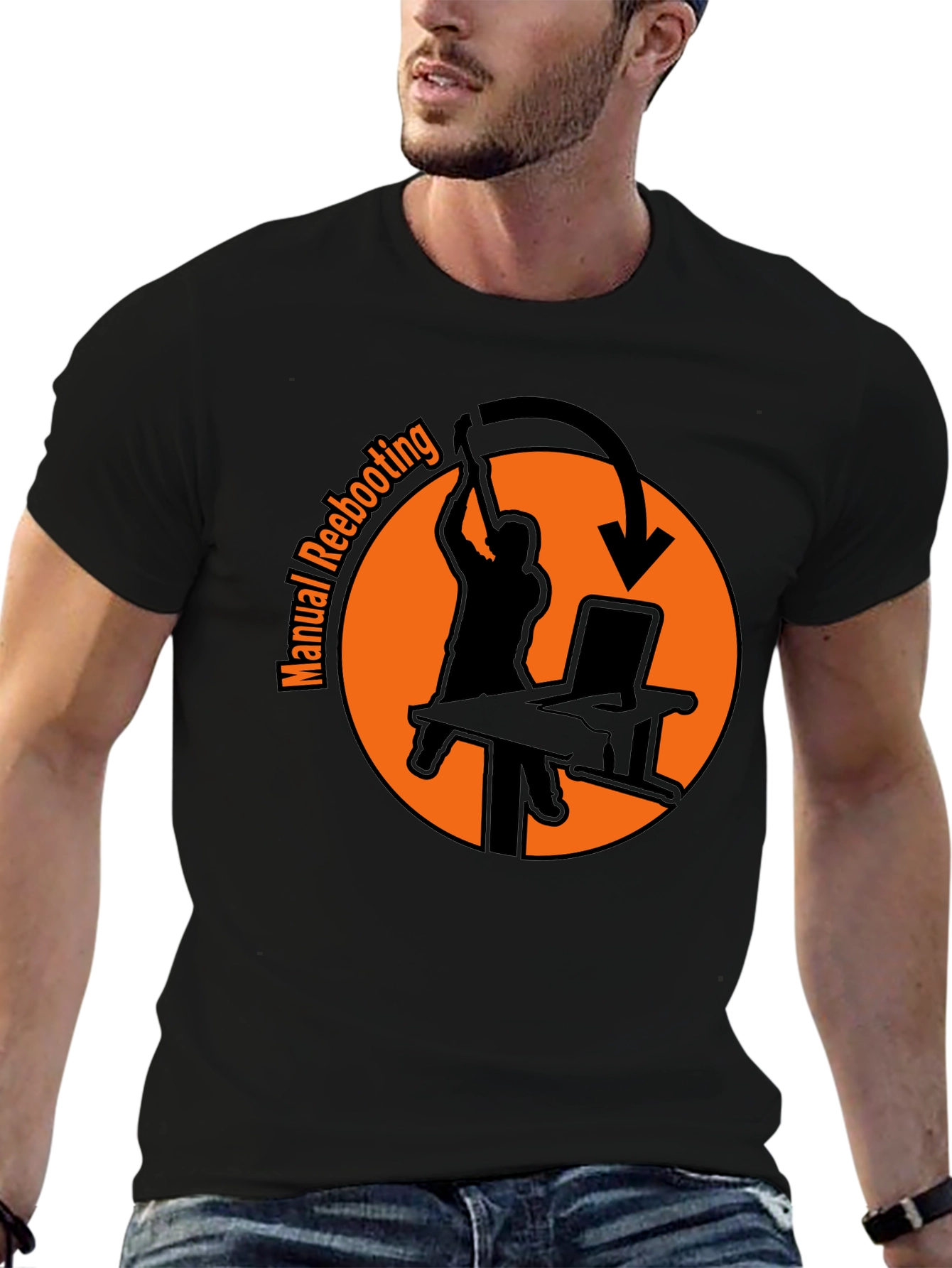 Manual Rebooting T-Shirt - Funny Tech Humor