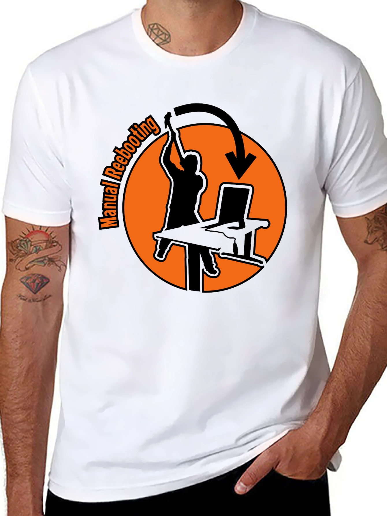 Manual Rebooting T-Shirt - Funny Tech Humor