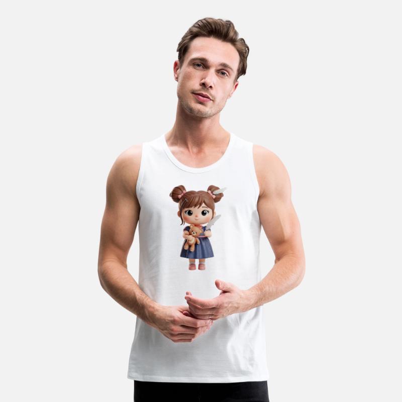 Whimsical Girl with Feather and Teddy Bear