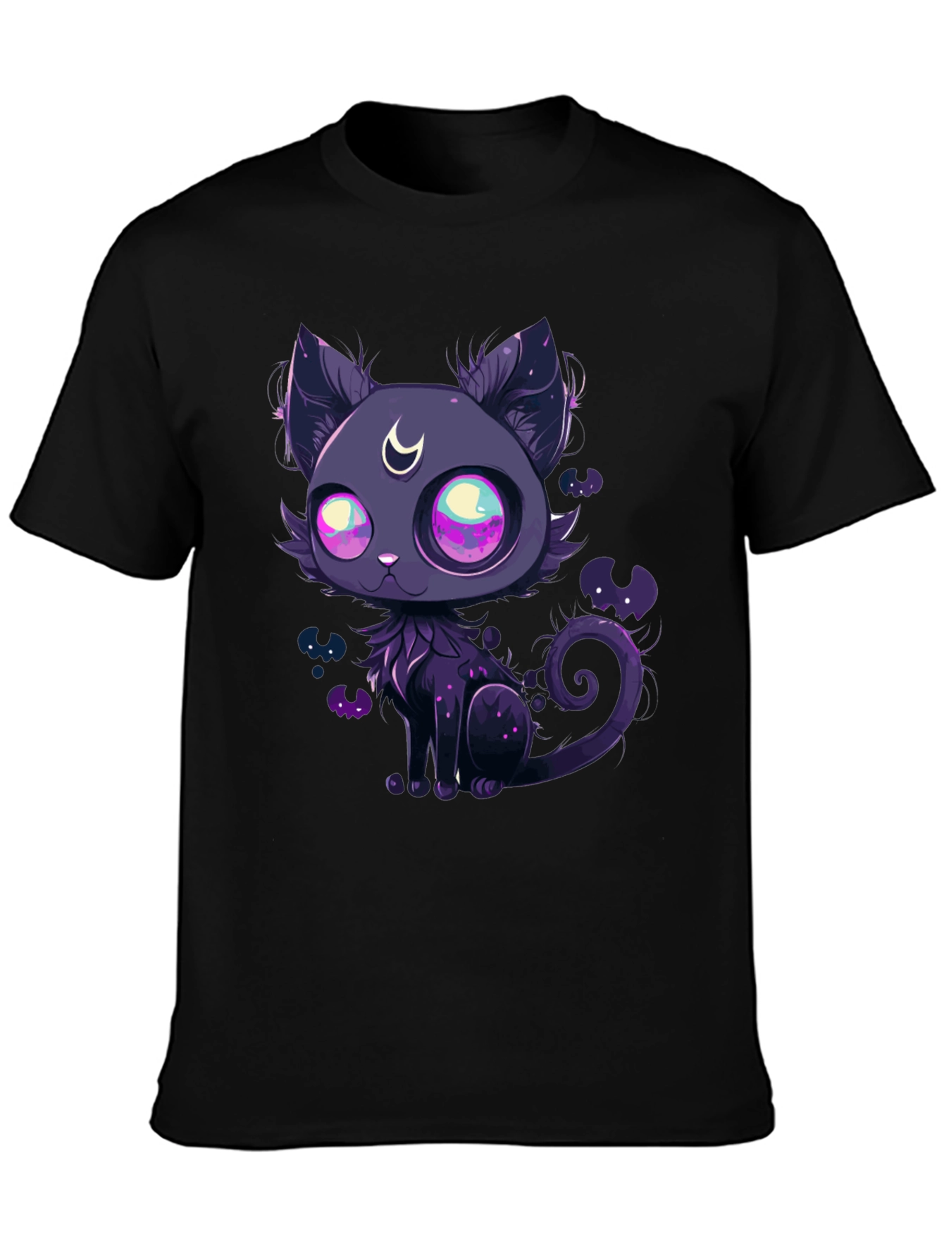 Mystic Moon Cat Black T-Shirt