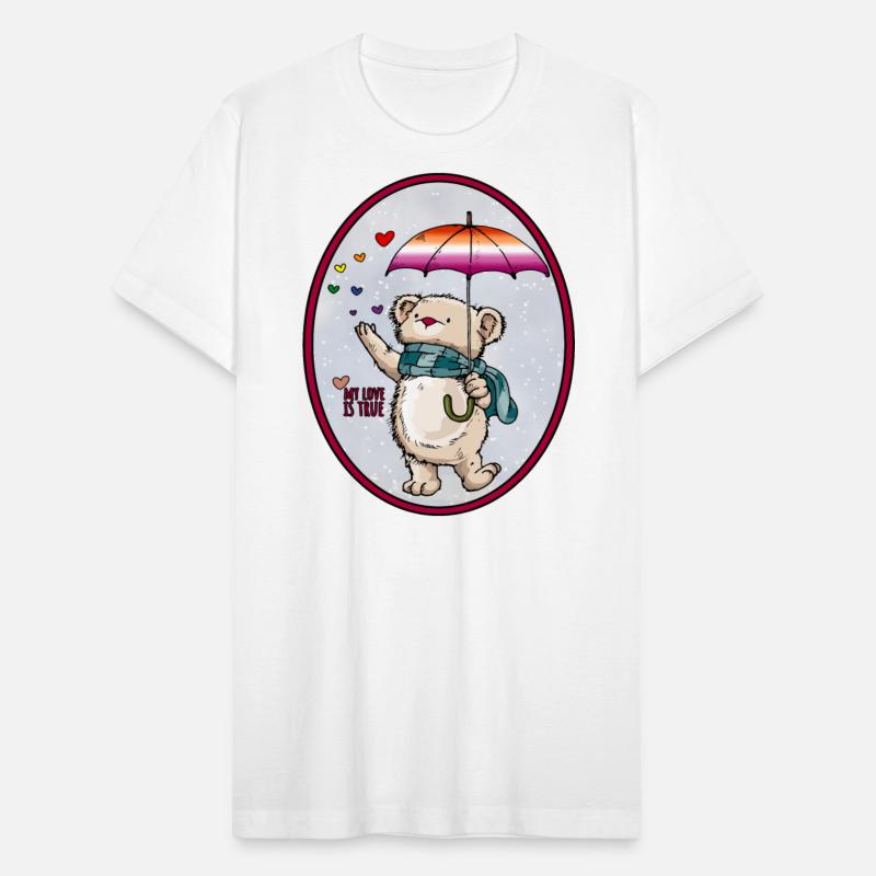 Winter Bear With Umbrella In Lesbian Flag Colors