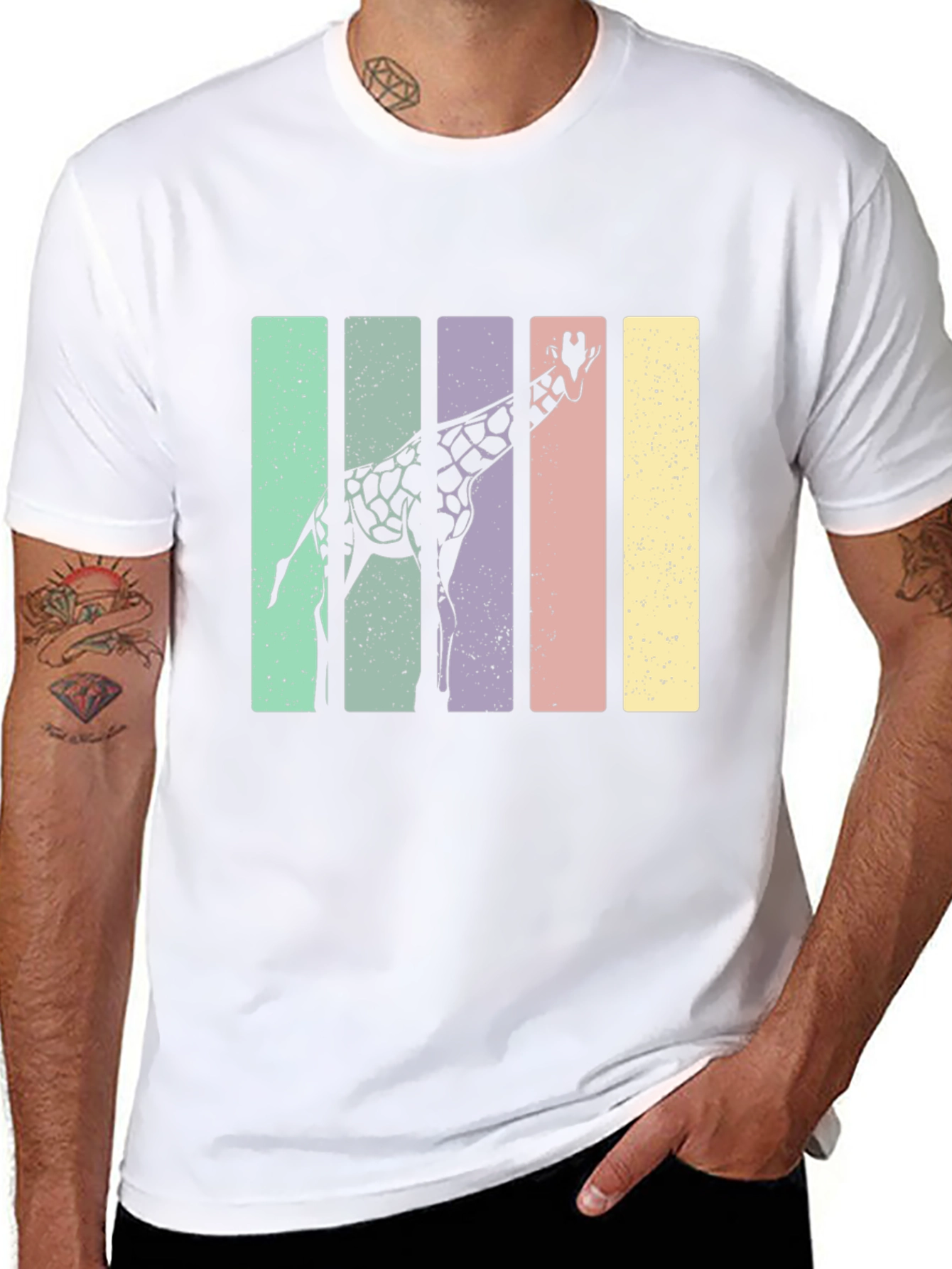 Giraffe Retro Stripes Graphic Tee