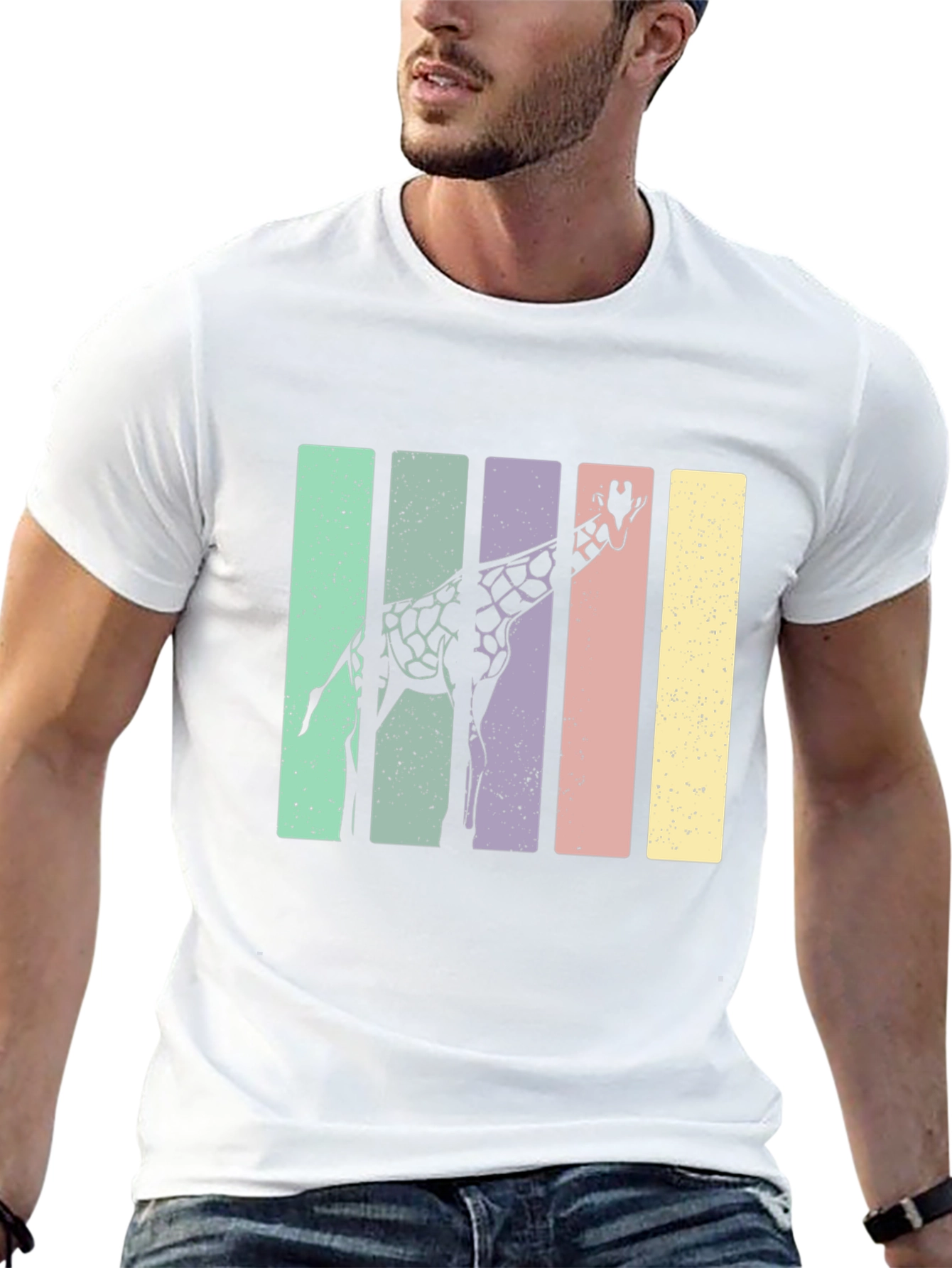 Giraffe Retro Stripes Graphic Tee