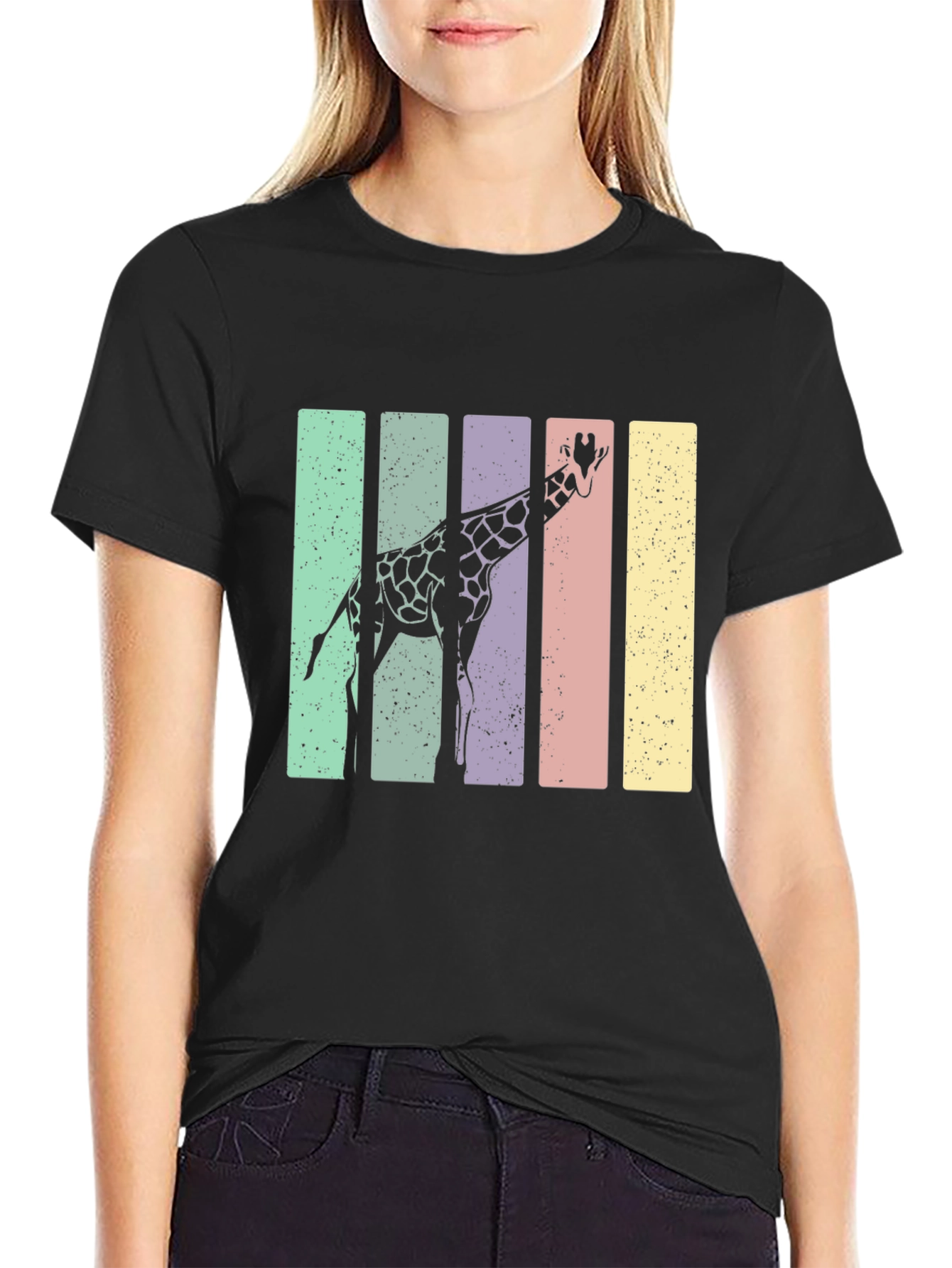 Giraffe Retro Stripes Graphic Tee