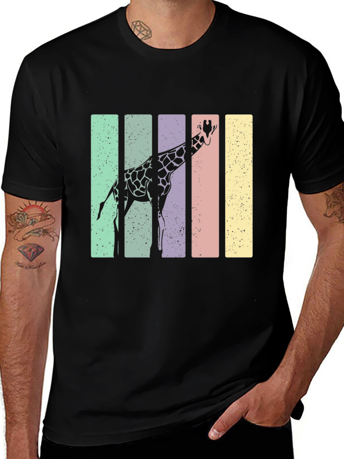 Giraffe Retro Stripes Graphic Tee