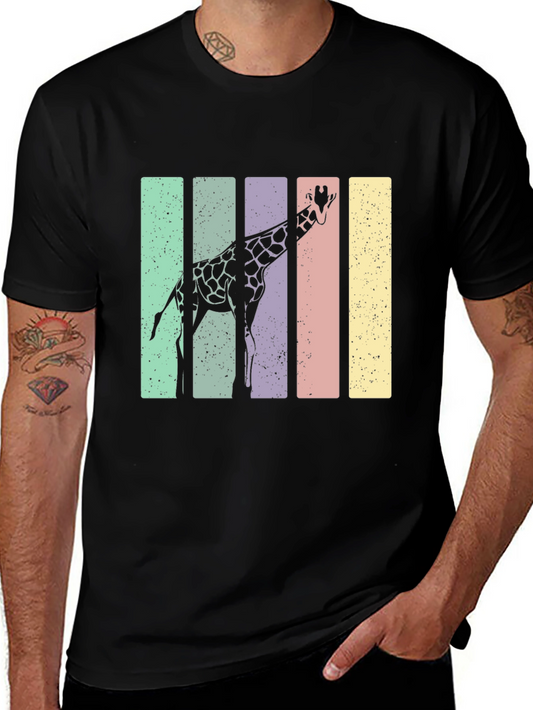 Giraffe Retro Stripes Graphic Tee