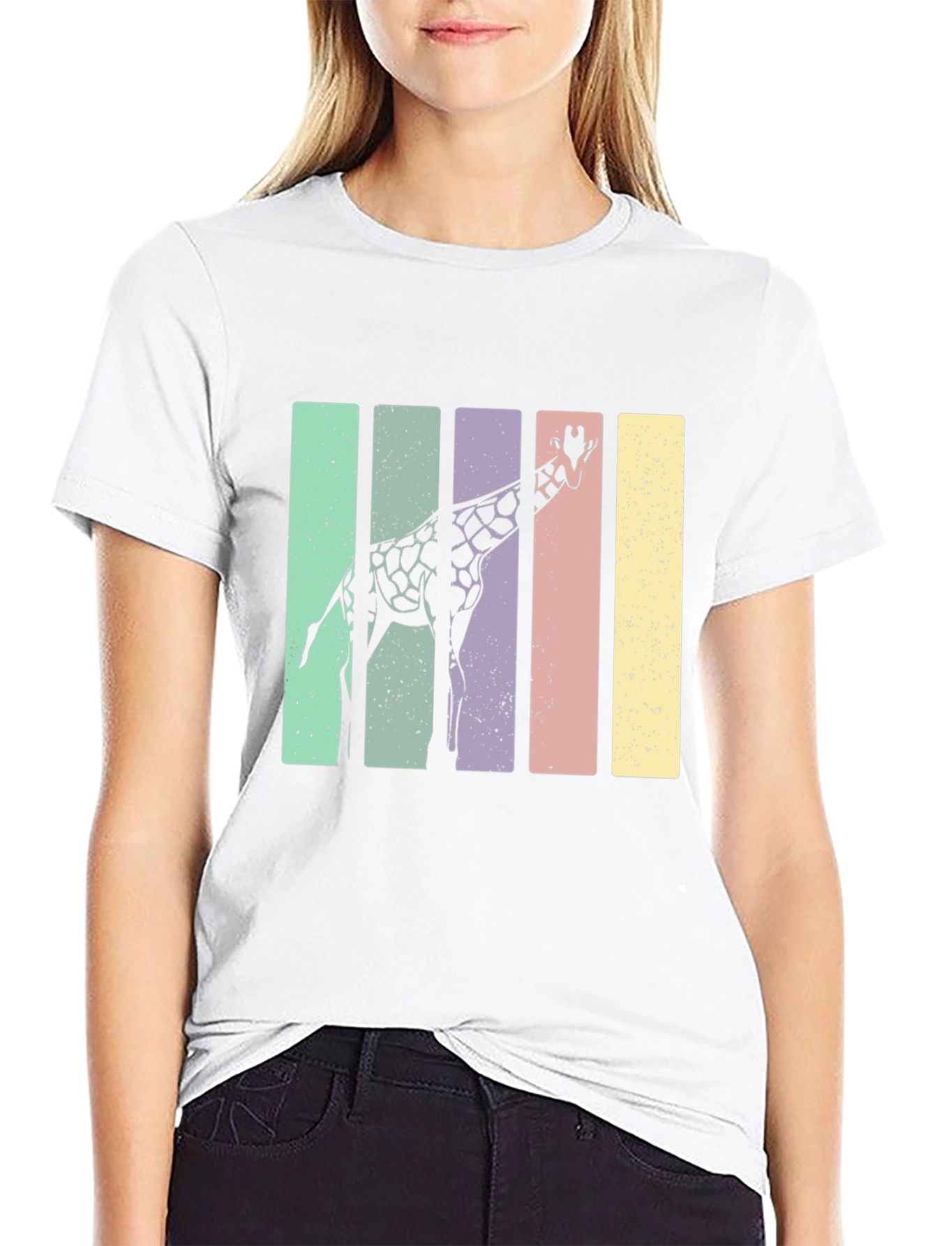 Giraffe Retro Stripes Graphic Tee