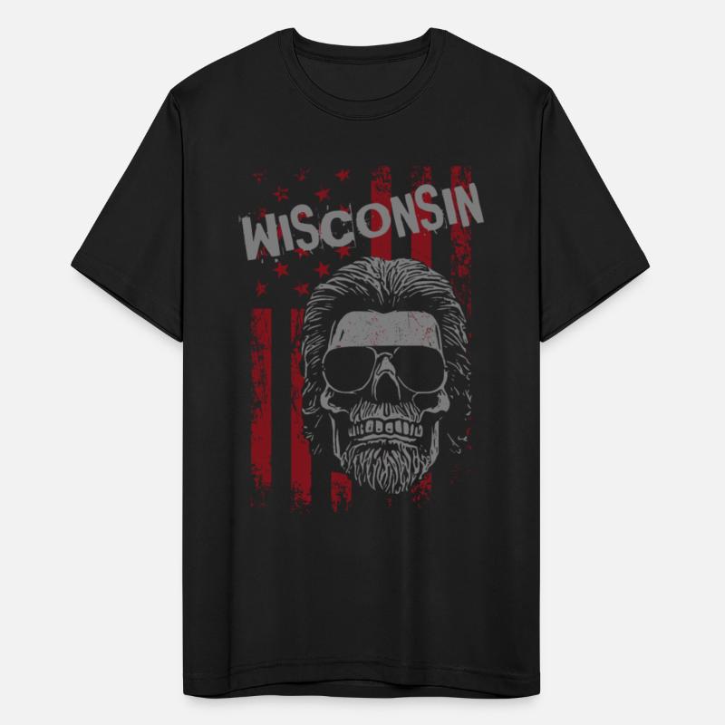 Wisconsin American Patriot Mullet Punk Rock Skull