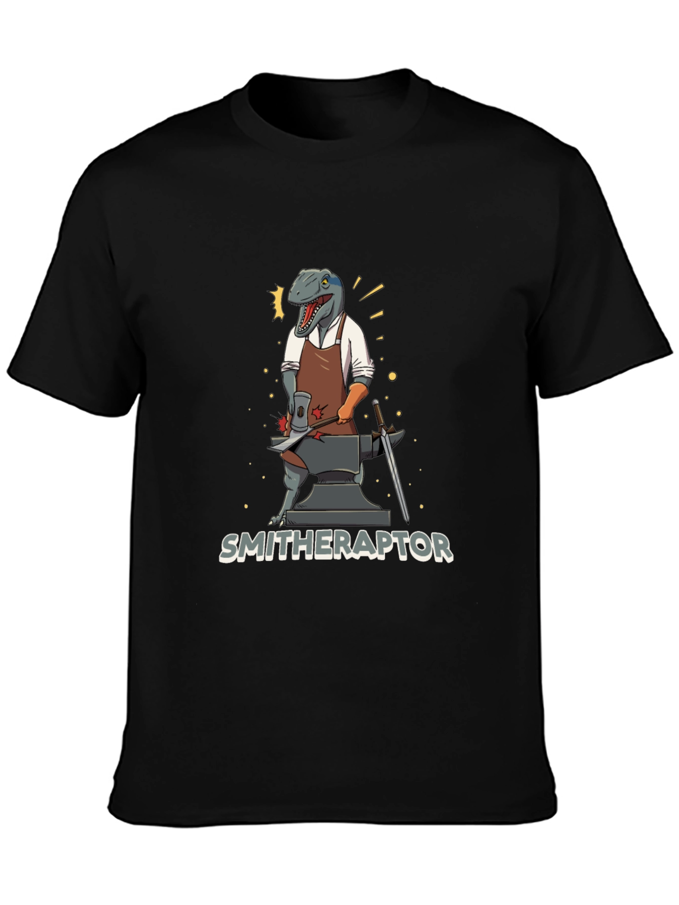 Smithraptor T-Shirt - Black Dinosaur Blacksmith Tee