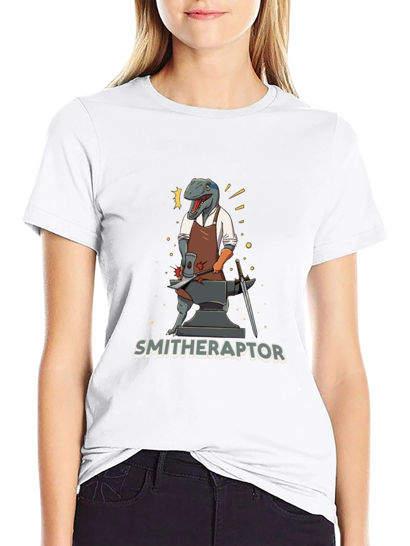 Smithraptor T-Shirt - Black Dinosaur Blacksmith Tee