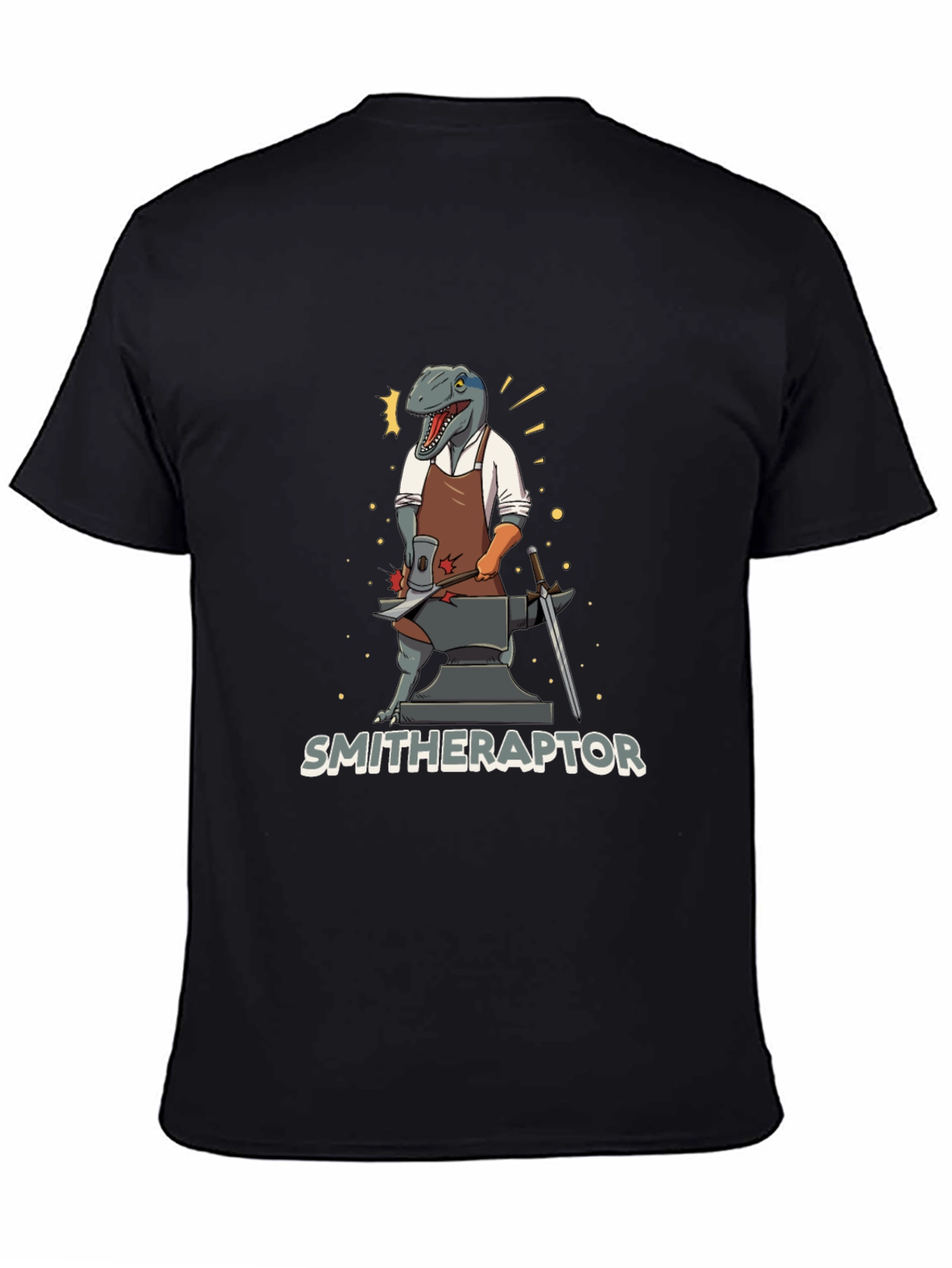 Smithraptor T-Shirt - Black Dinosaur Blacksmith Tee