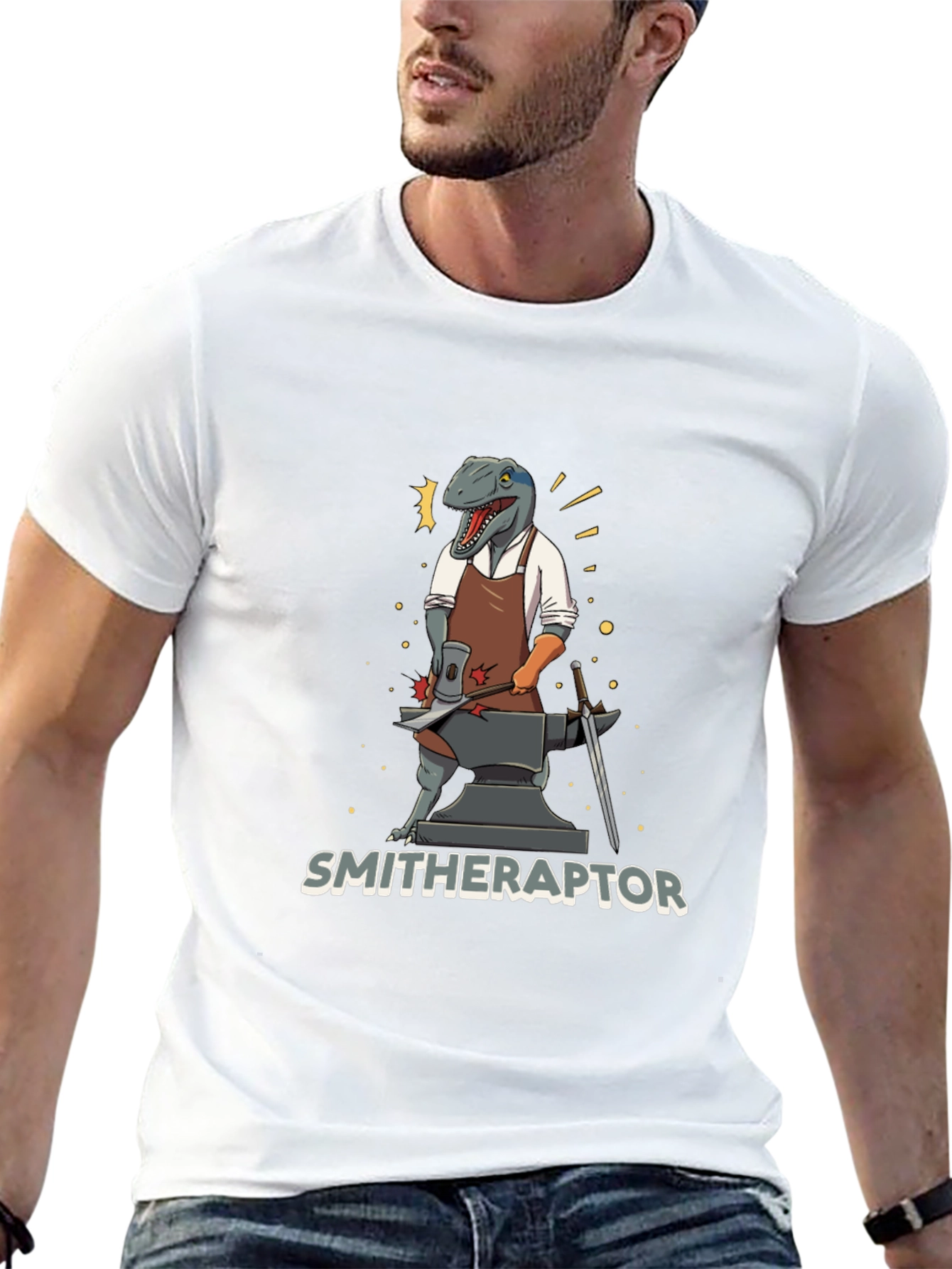 Smithraptor T-Shirt - Black Dinosaur Blacksmith Tee