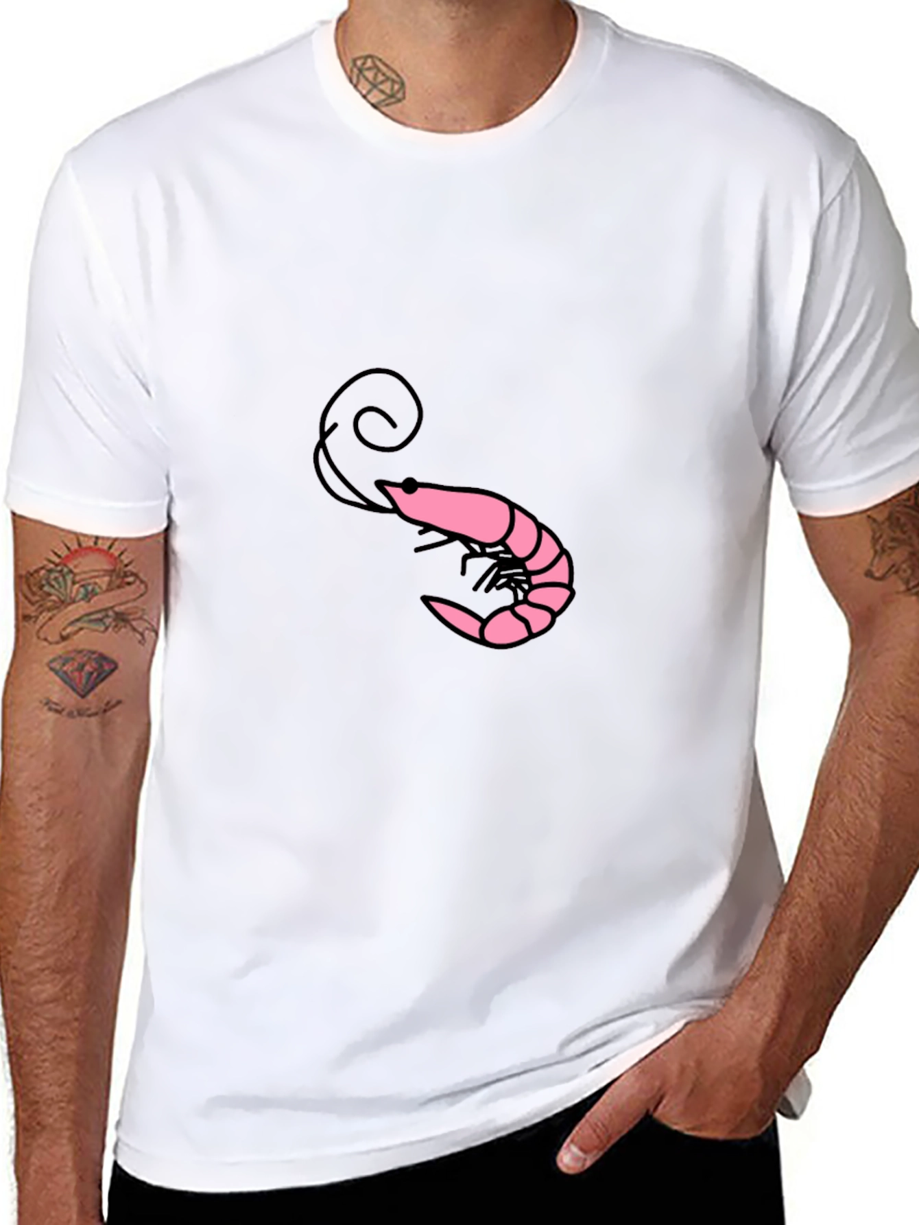 Shrimp Graphic Tee - Black Cotton Blend Shirt